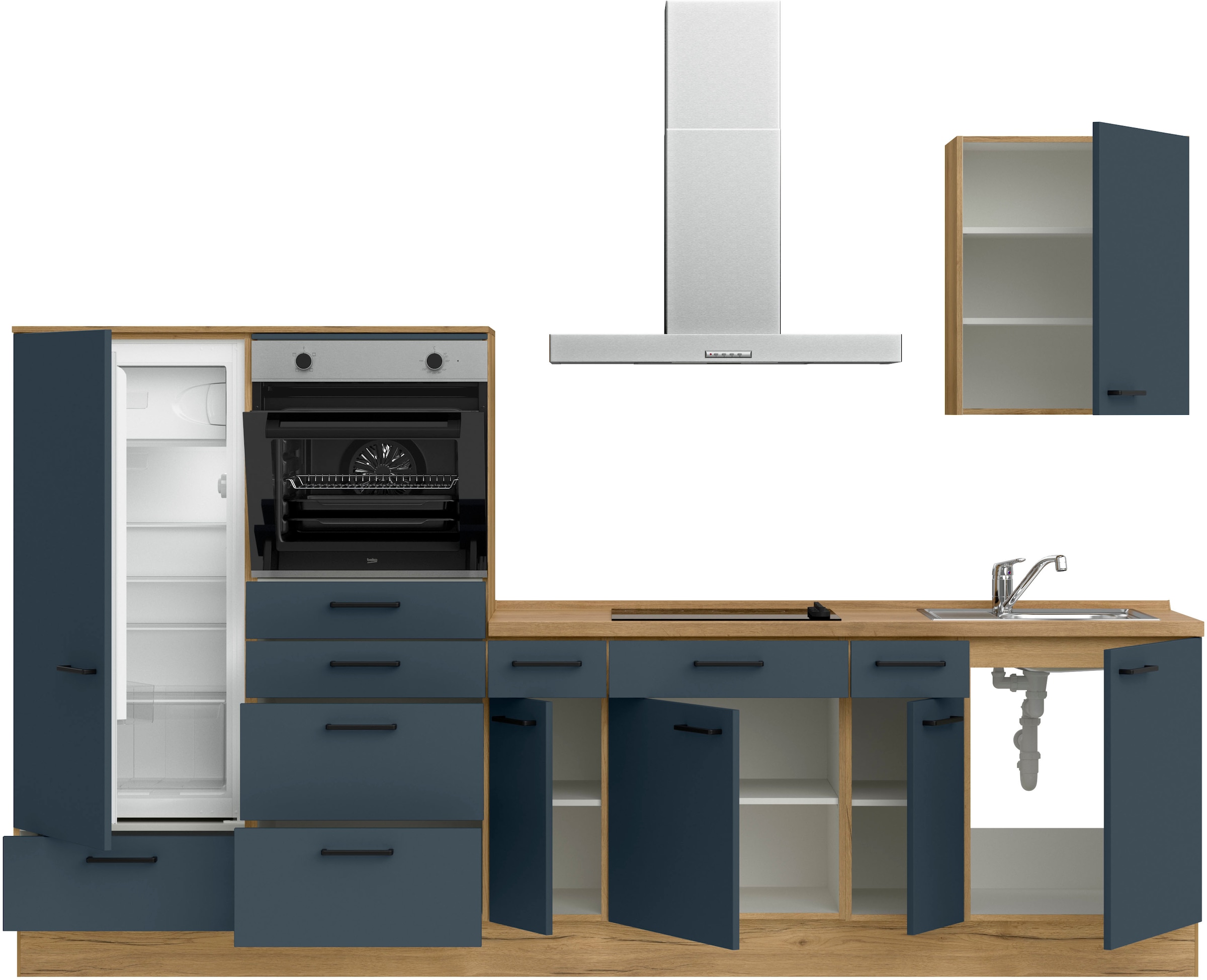 nobilia® Küchenzeile »"Easytouch I"«, vormontiert, Ausrichtung wählbar, Breite 300 cm, wahlw. mit E-Geräten