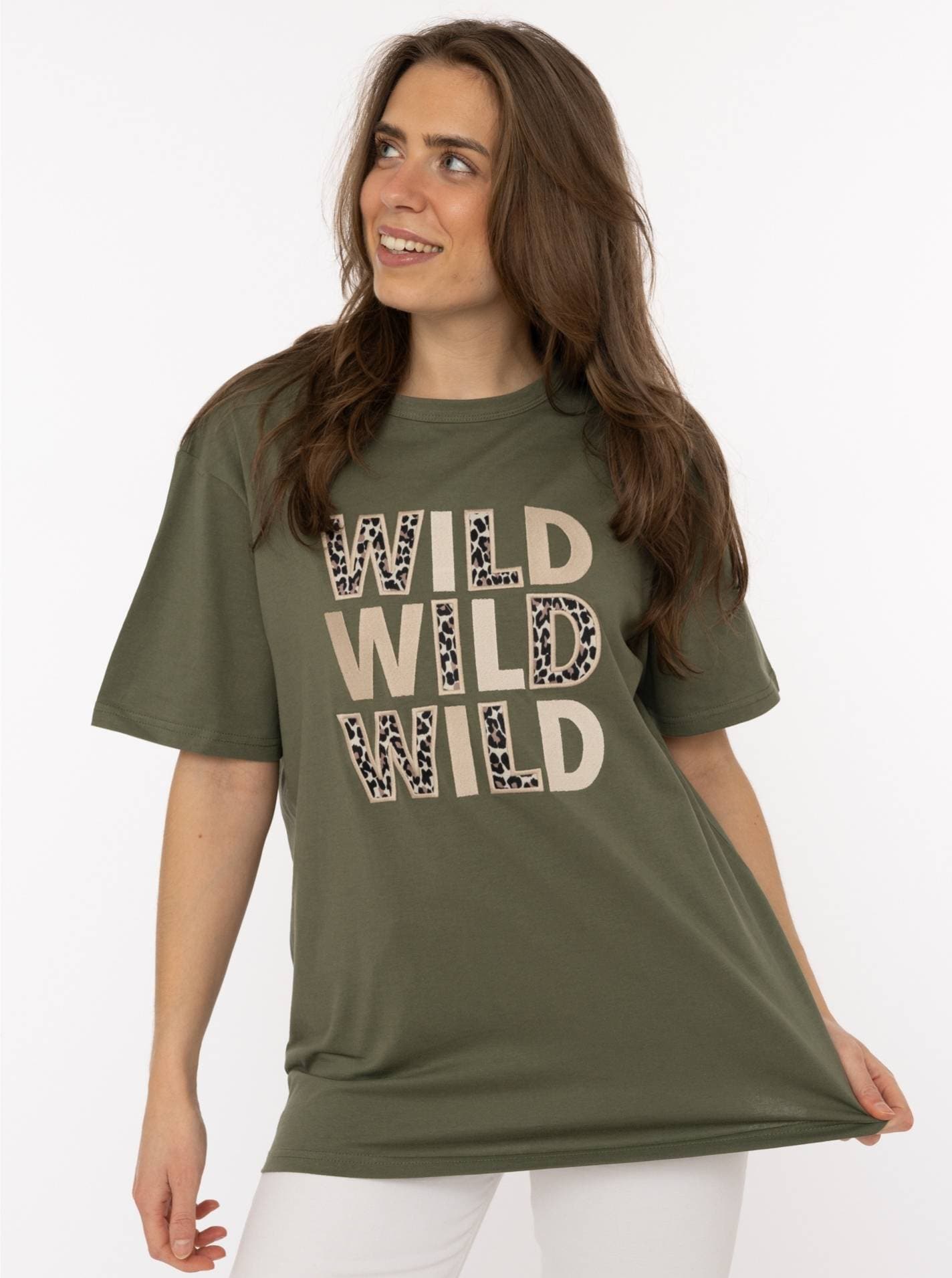 Zwillingsherz T-Shirt ""Wild Wild Wild"" großer, gestickter Schriftzug mit günstig online kaufen