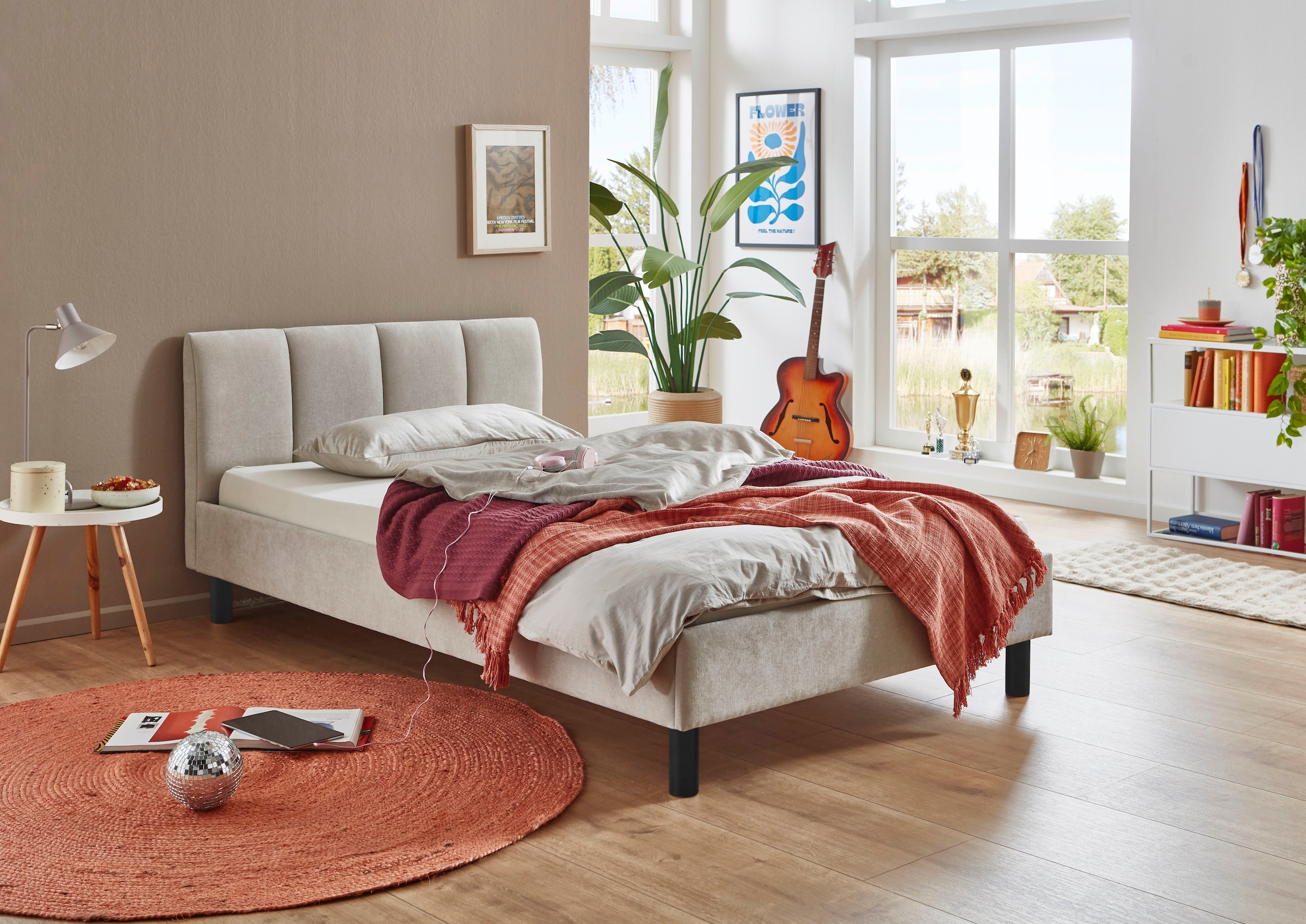 meise.möbel Polsterbett »Joker, in verschiedenen Breiten und Farben erhältlich« wahlweise mit schwarzem oder eichefarbigem Holzfuß