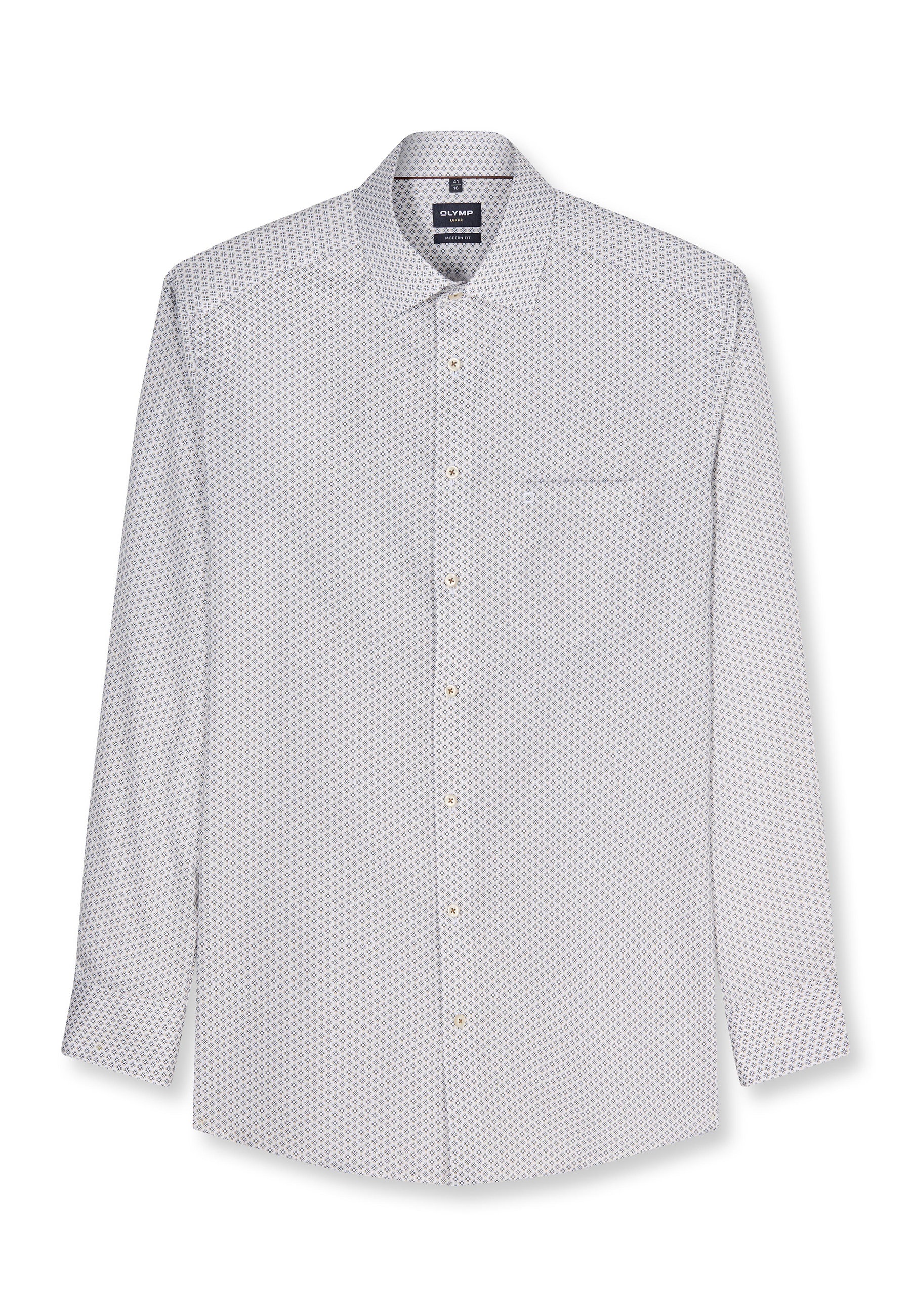 Businesshemd OLYMP "OLYMP Luxor, modern fit, New Kent", Herren, Gr. 43, Normaler Arm, natur, 100% Baumwolle, Hemden