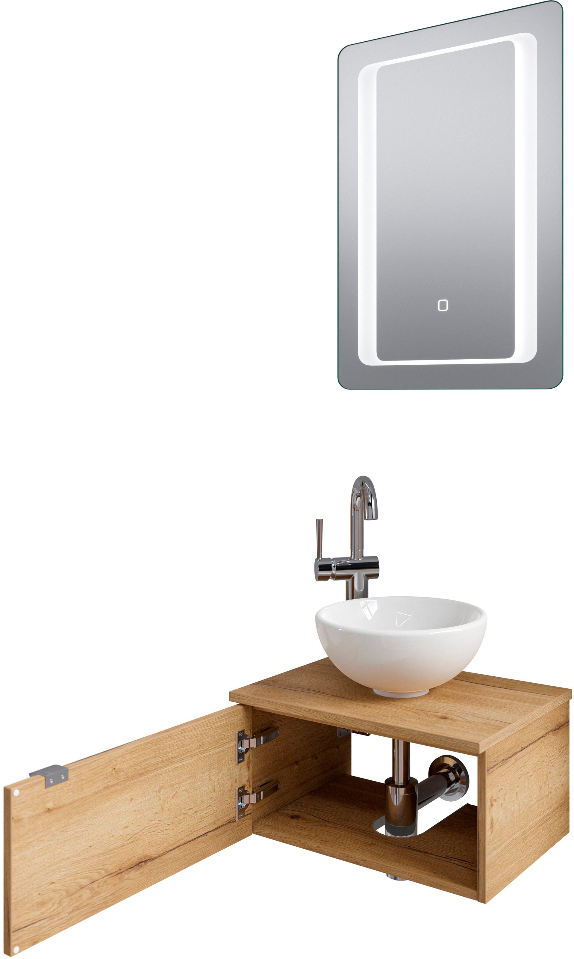 Saphir Badmöbel-Set »Serie 6915«, (4 St.), Gäste-Bad, 51 cm breit, mit LED-Spiegel und 1 Tür