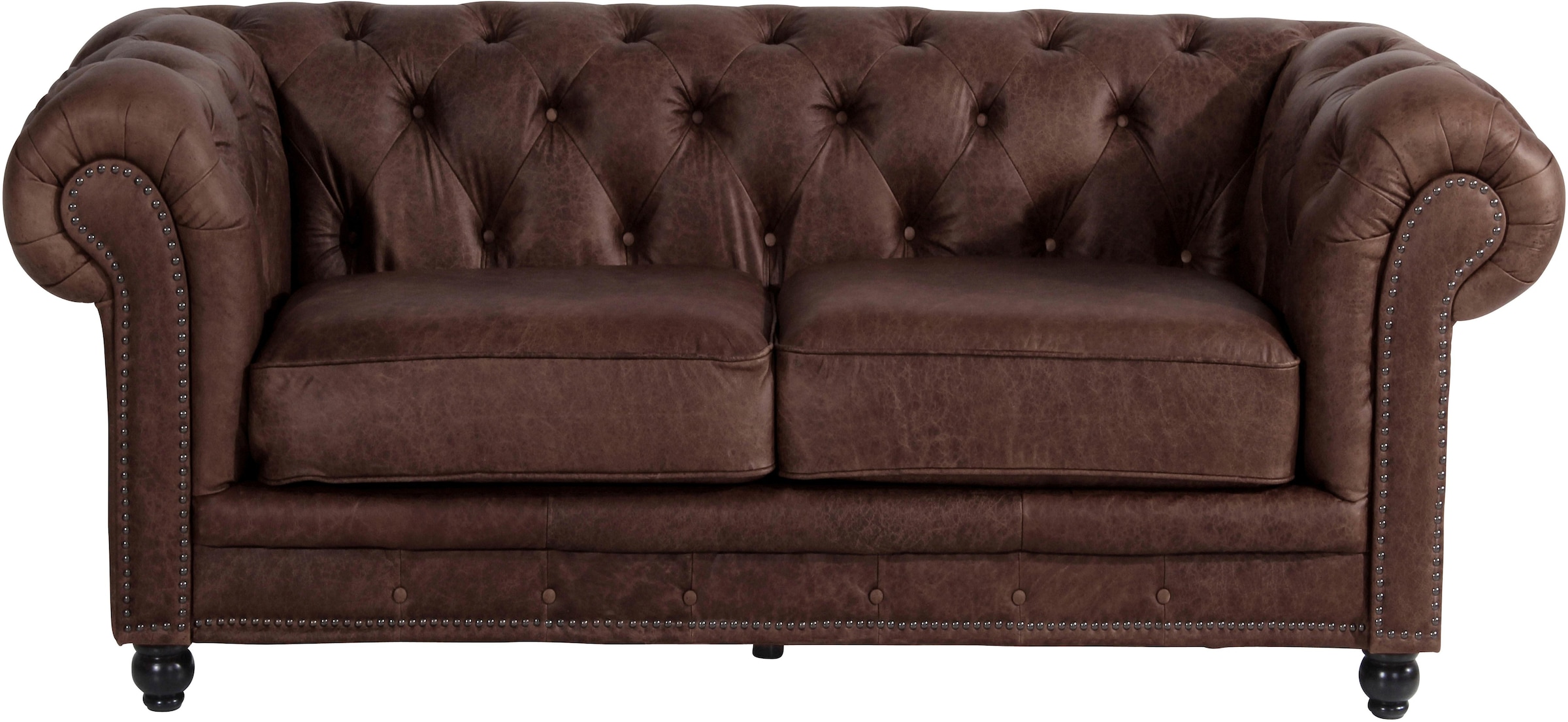 Max Winzer® Chesterfield-Sofa »Old England«, 2-Sitzer Ledersofa mit Knopfheftung & Ziernägeln, Breite 192 cm