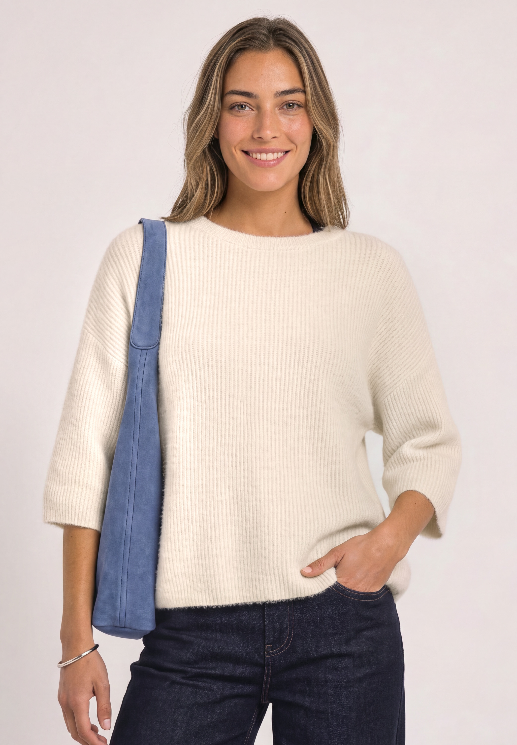 STREET ONE Kurzarmpullover mit Federgarn