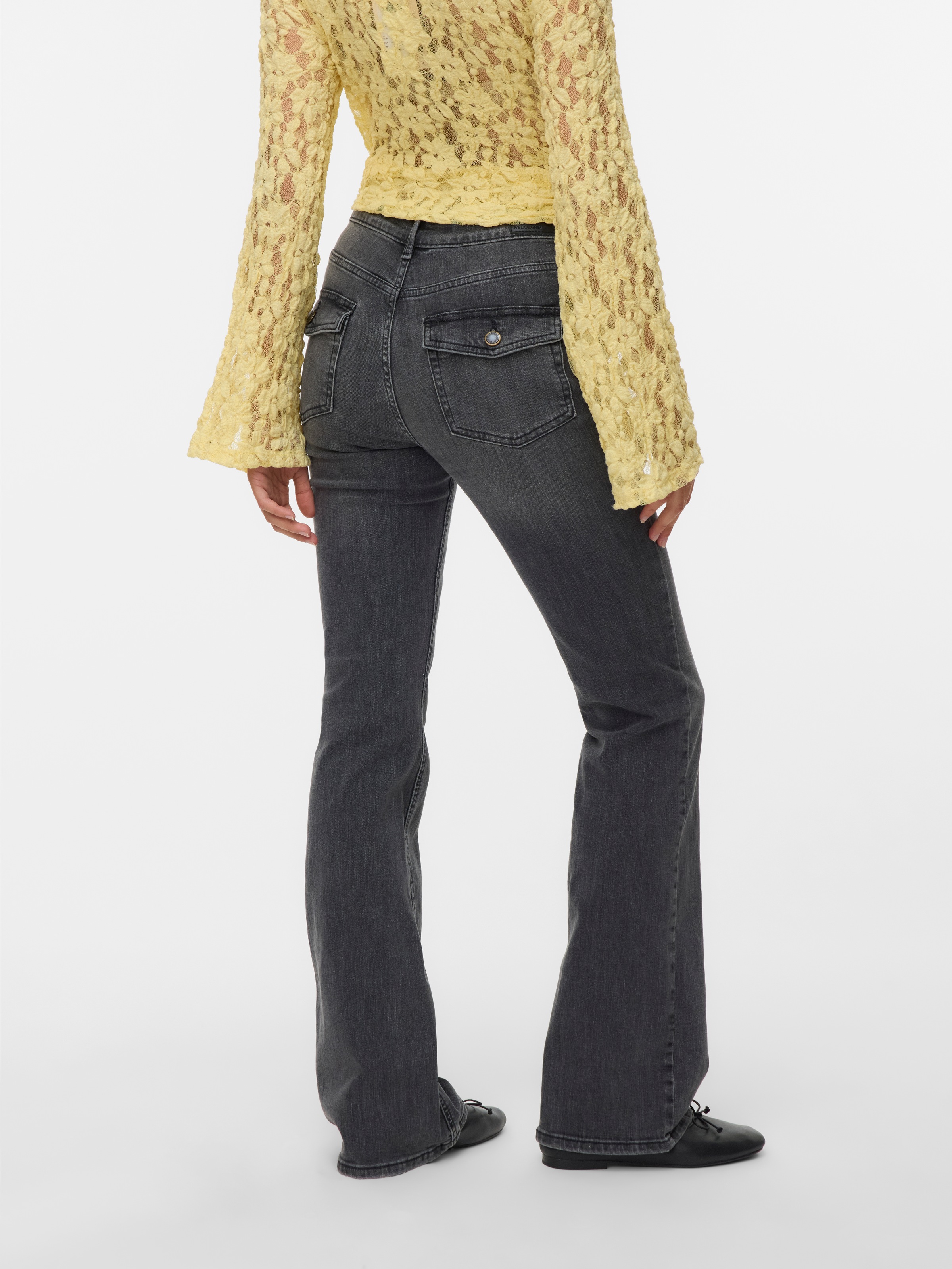 Vero Moda Bootcut-Jeans "VMFLASH MR FLARED POCKET JNS RA225 NOOS" Baumwollm günstig online kaufen