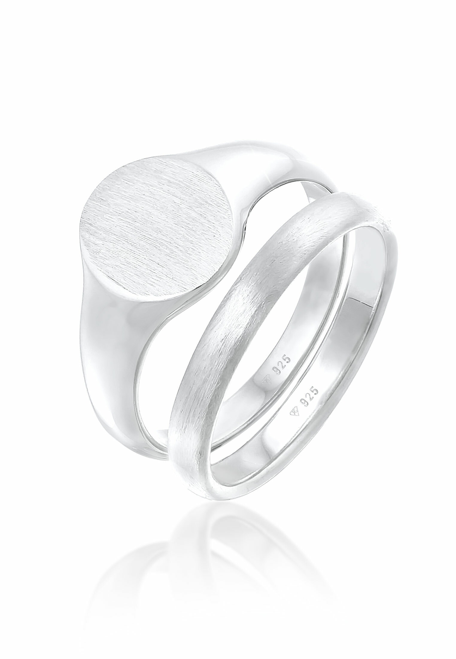 Kuzzoi Siegelring »Ring Herren Siegelring Basic Bandring 2er Set 925 Silber«