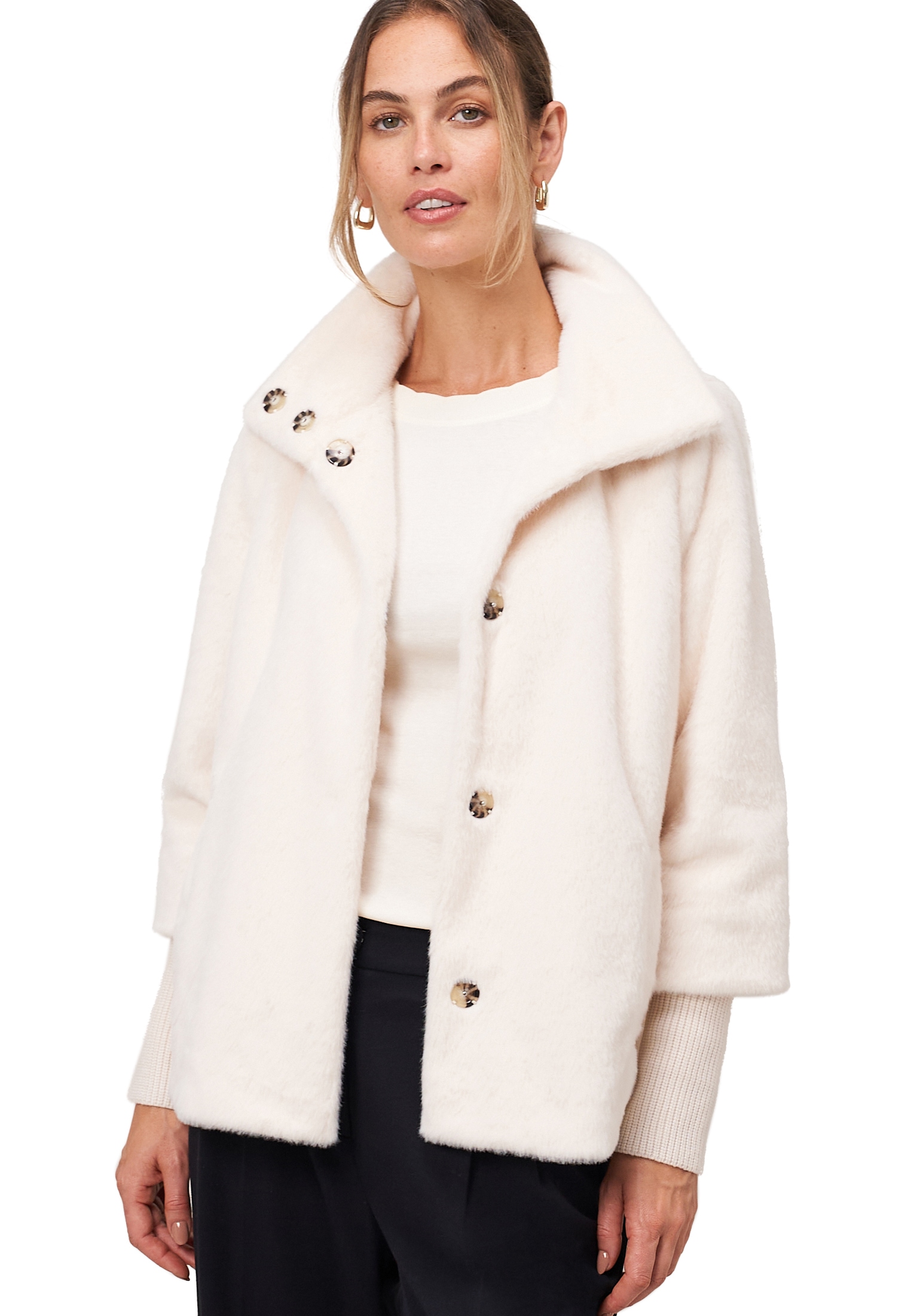 Zero Fellimitatjacke "Damen Fellimitat-Jacke mit Stehkragen" günstig online kaufen