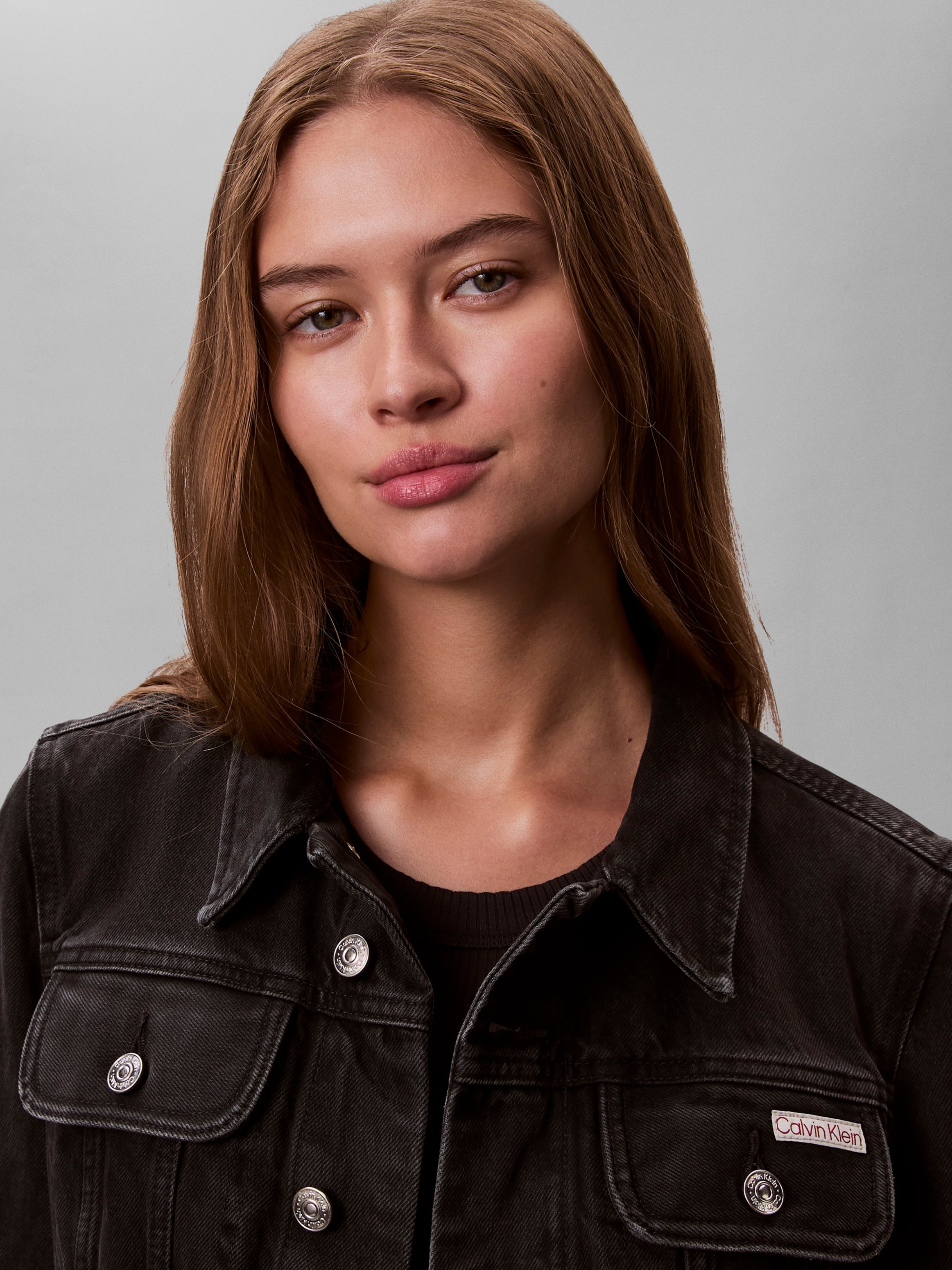 Calvin Klein Jeans Jeansjacke »CROP 90S« ohne Kapuze schmale, kurze Passform, used-washed