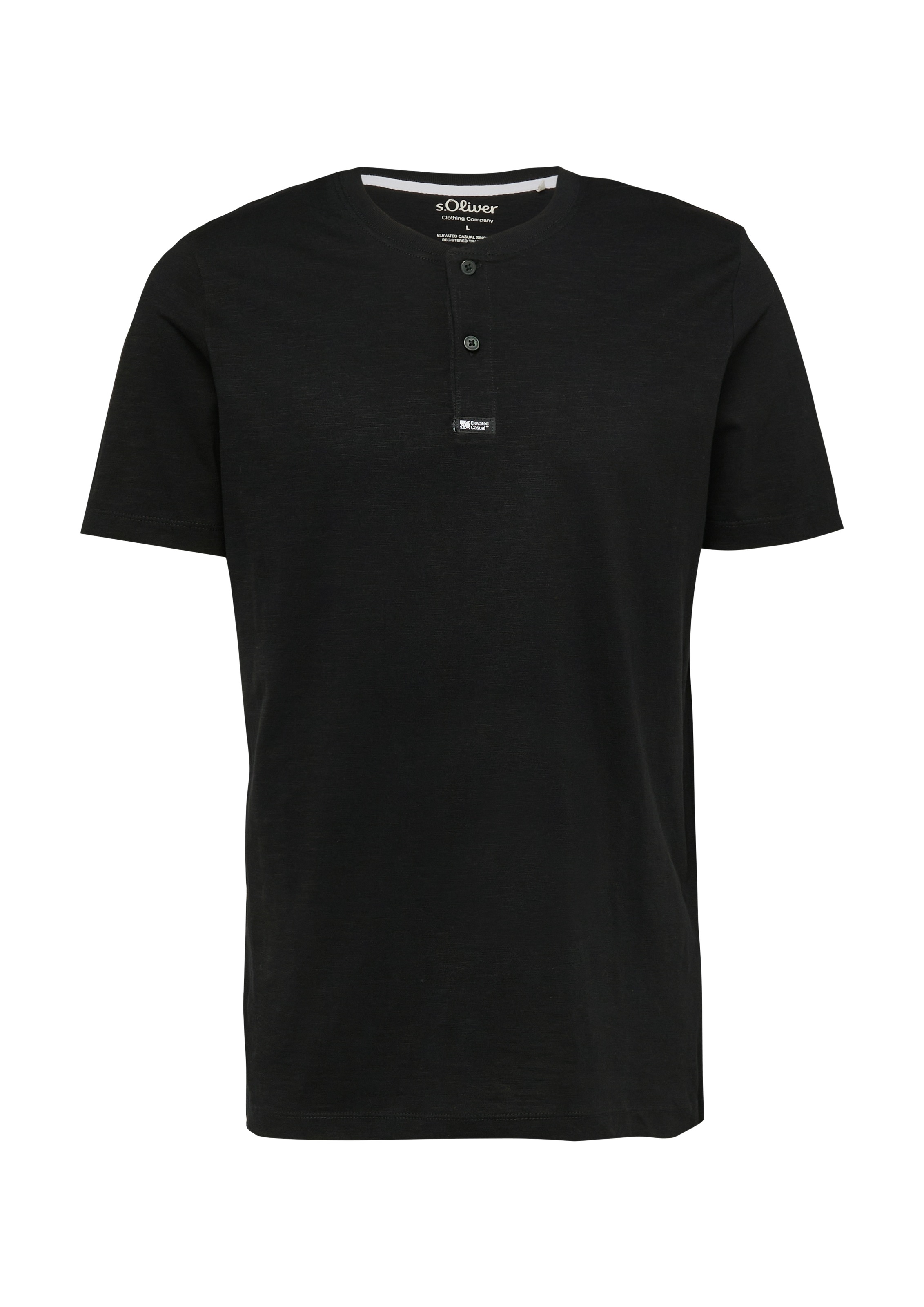 T-Shirt S.OLIVER, Damen, Gr. 3XL, schwarz, Single Jersey, Obermaterial: 100% Baumwolle, unifarben, regular fit normal, Rundhals, gerader Abschluss, Shirts T-Shirt, mit Henley Kragen 2