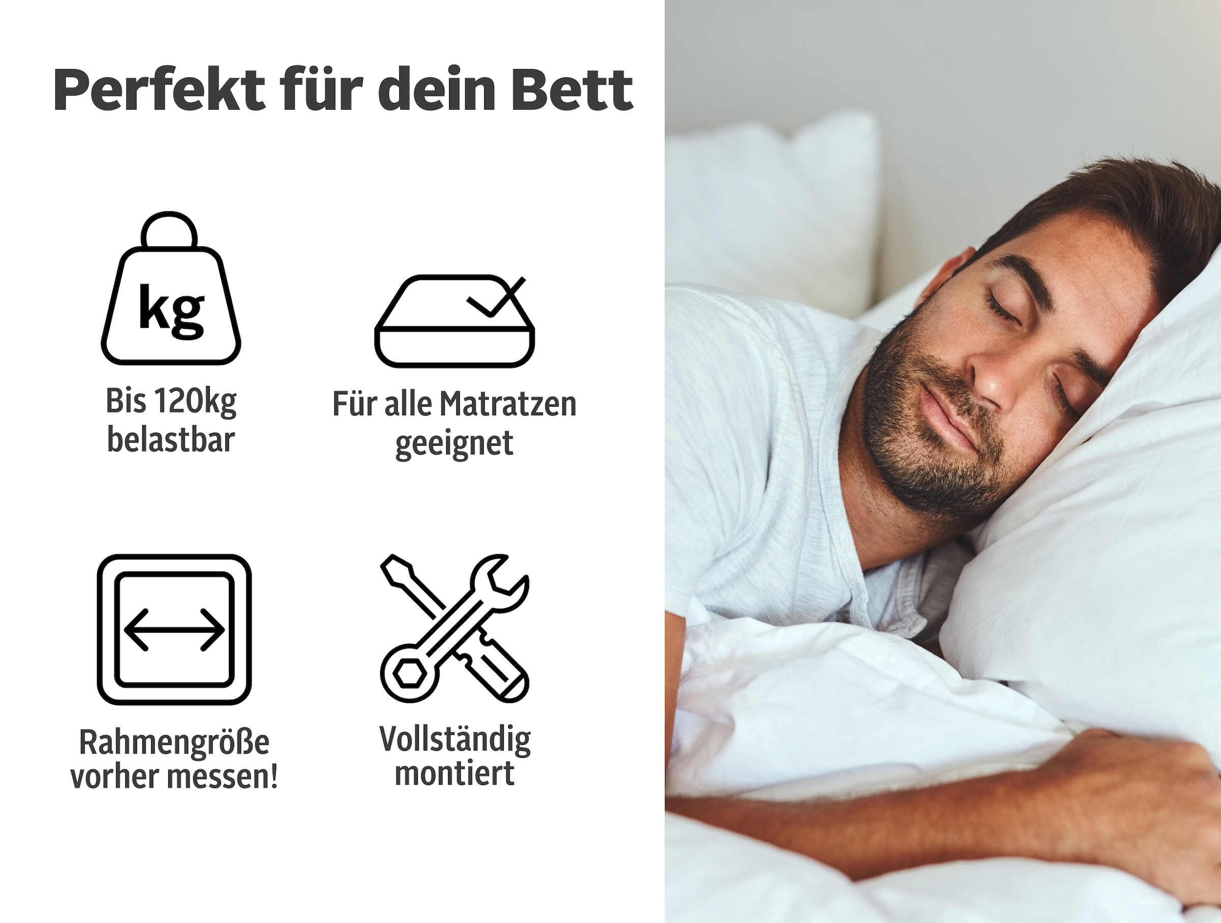 my home Lattenrost »Lennard 90x200, 140x200 cm und weiteren Größen« Lattenrost für alle Matratzen, langlebig, ergonomisch, 7-Zonen