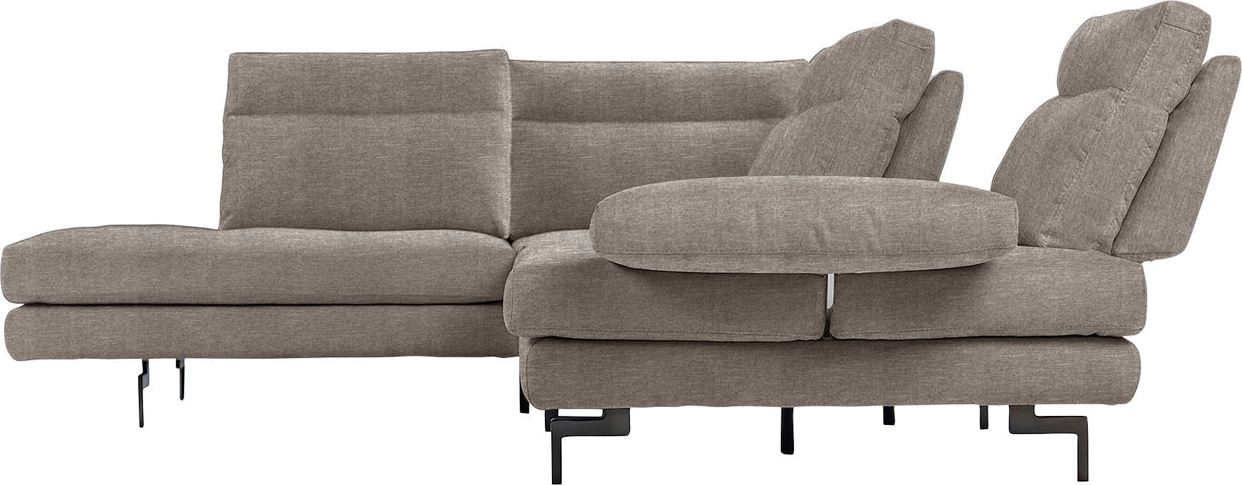 CALIA ITALIA Ecksofa »Toby Wing, L-Form, Designsofa mit sensationellem Sitzkomfort«, Sitztiefenverstellung, funktionale Ecke, Füße in schwarz matt