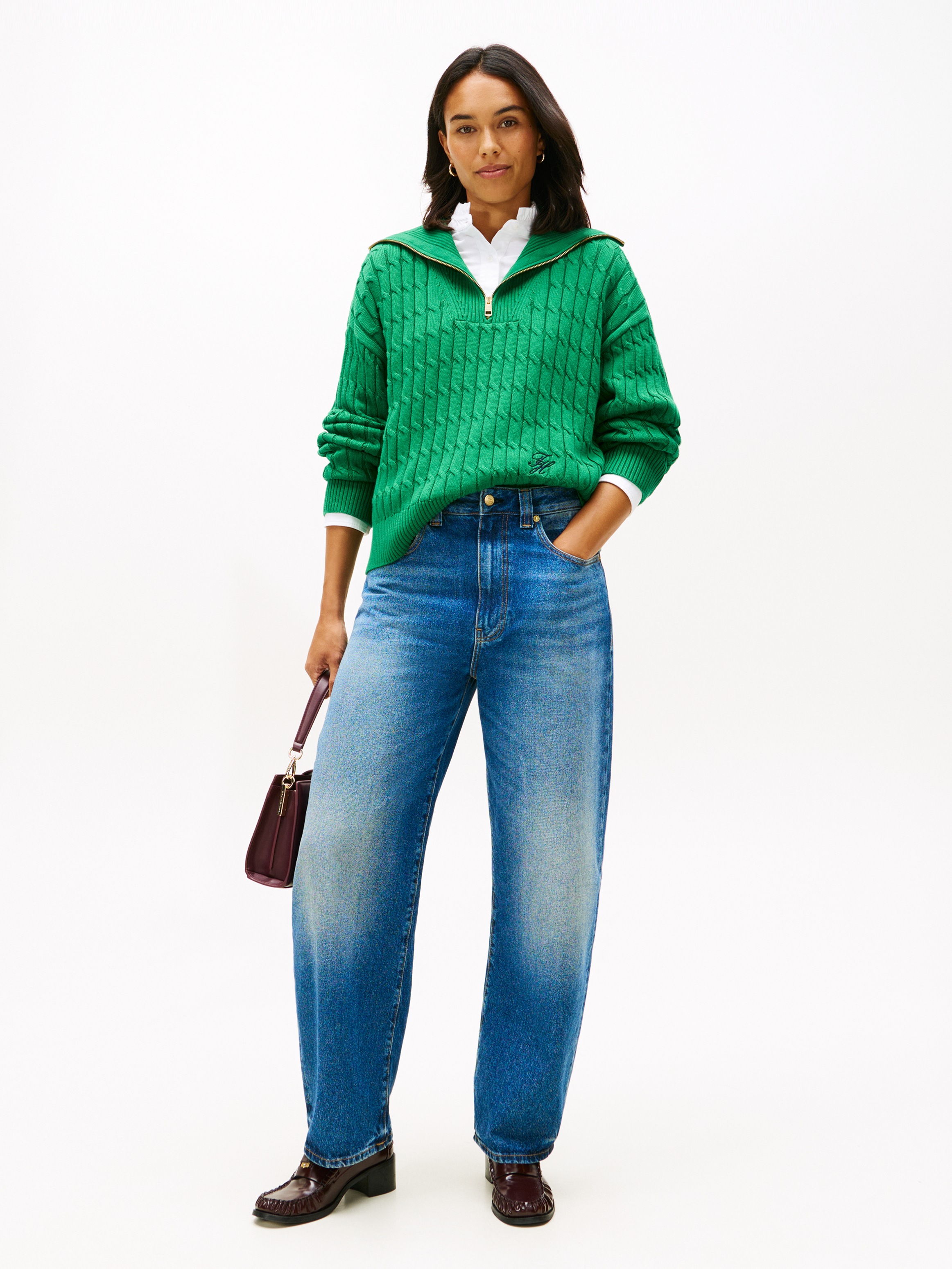 Thumbnail - Tommy Hilfiger Troyer "CO CABLE MID GG 1/2 ZIP LS SWT"