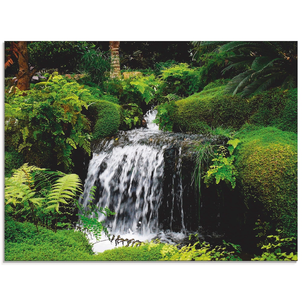Artland Glasbild »Wasserfall im Grünen«, Gewässer, (1 St.)