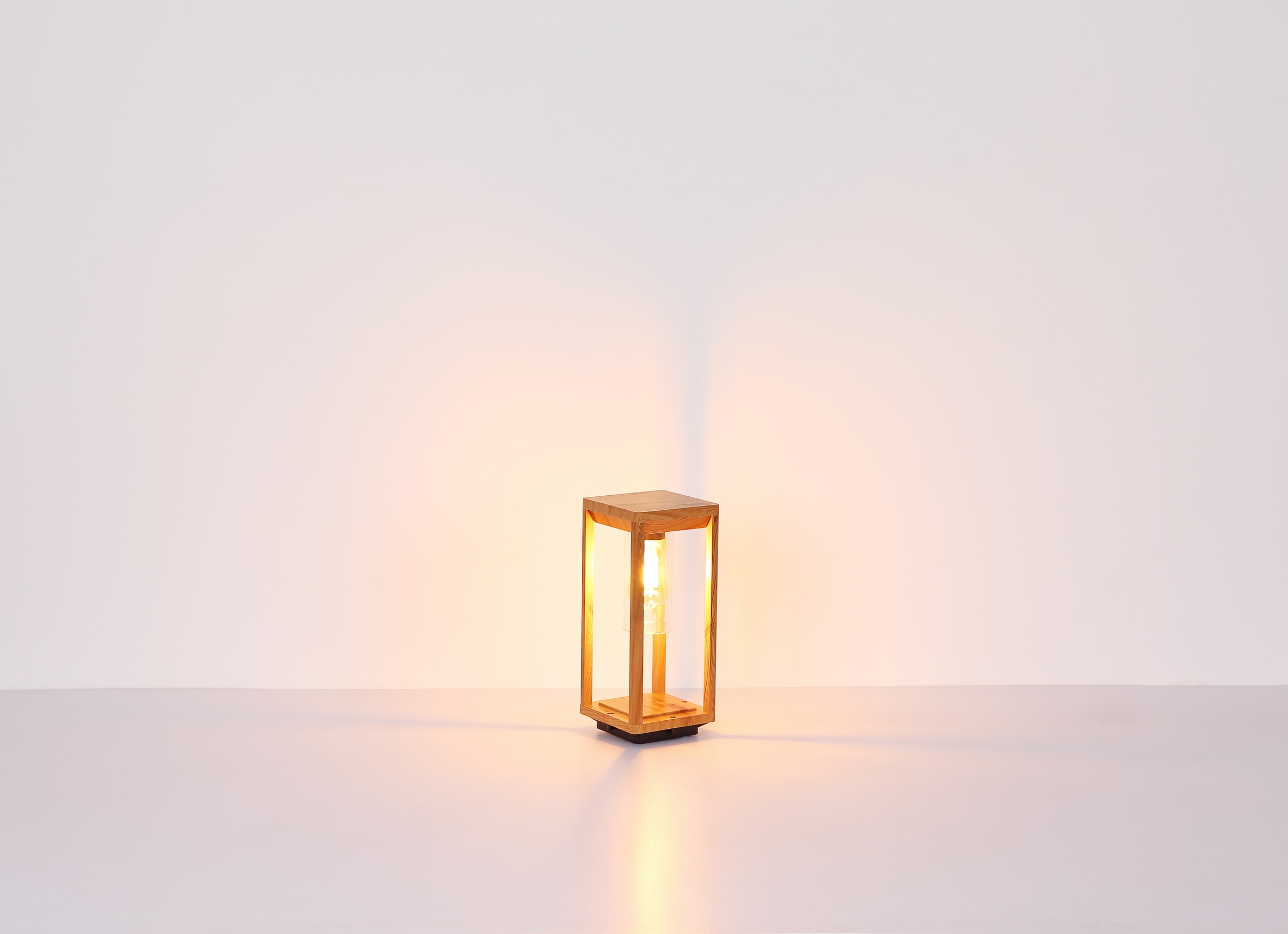 GLOBO LIGHTING Außen-Stehlampe »CANDELA«, Leuchtmittel E27 | ohne Leuchtmittel, Außenlampe/holzoptik/Sockelleuchte/IP44/LxBxH: 150x150x350mm
