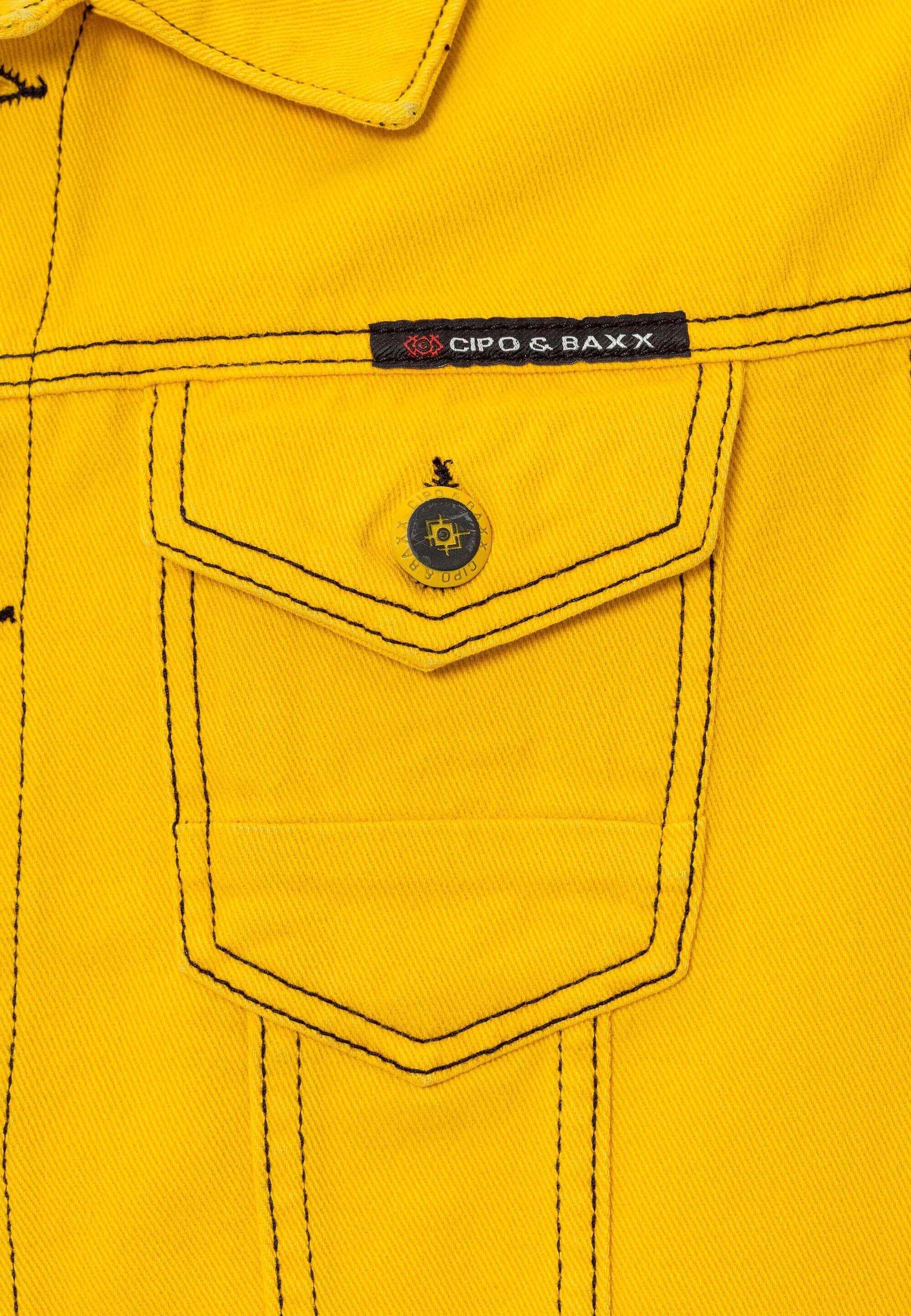 Cipo & Baxx Jeansjacke »CJ289« ohne Kapuze mit Knopfleiste