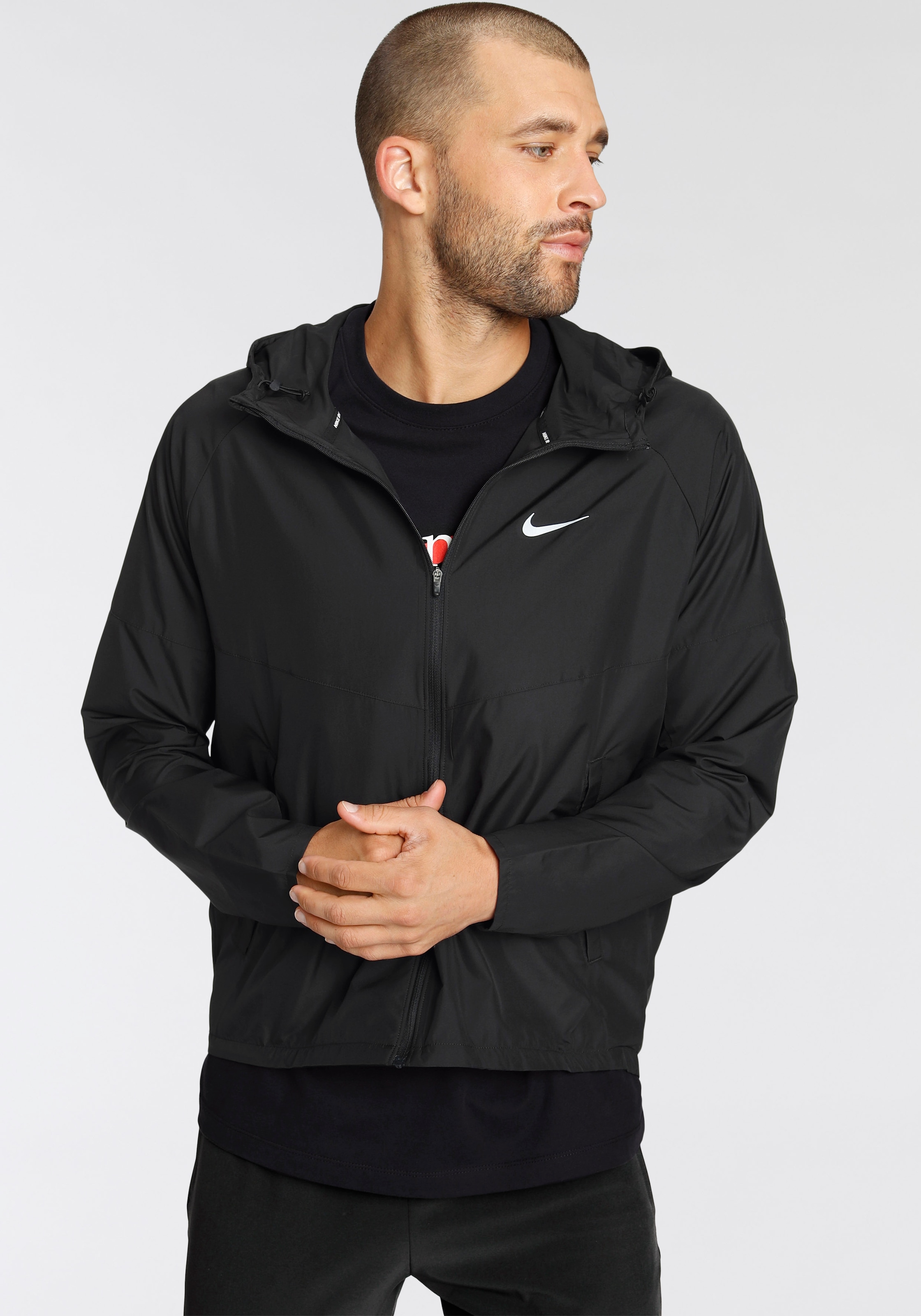Laufjacke NIKE "Repel Miler Men's Running Jacket", Herren, Gr. XXL, schwarz, Obermaterial: 100% Polyester, Jacken, mit Kapuze, wasserabweisend, verstaubares Design, für nasses Wetter, Topseller 3