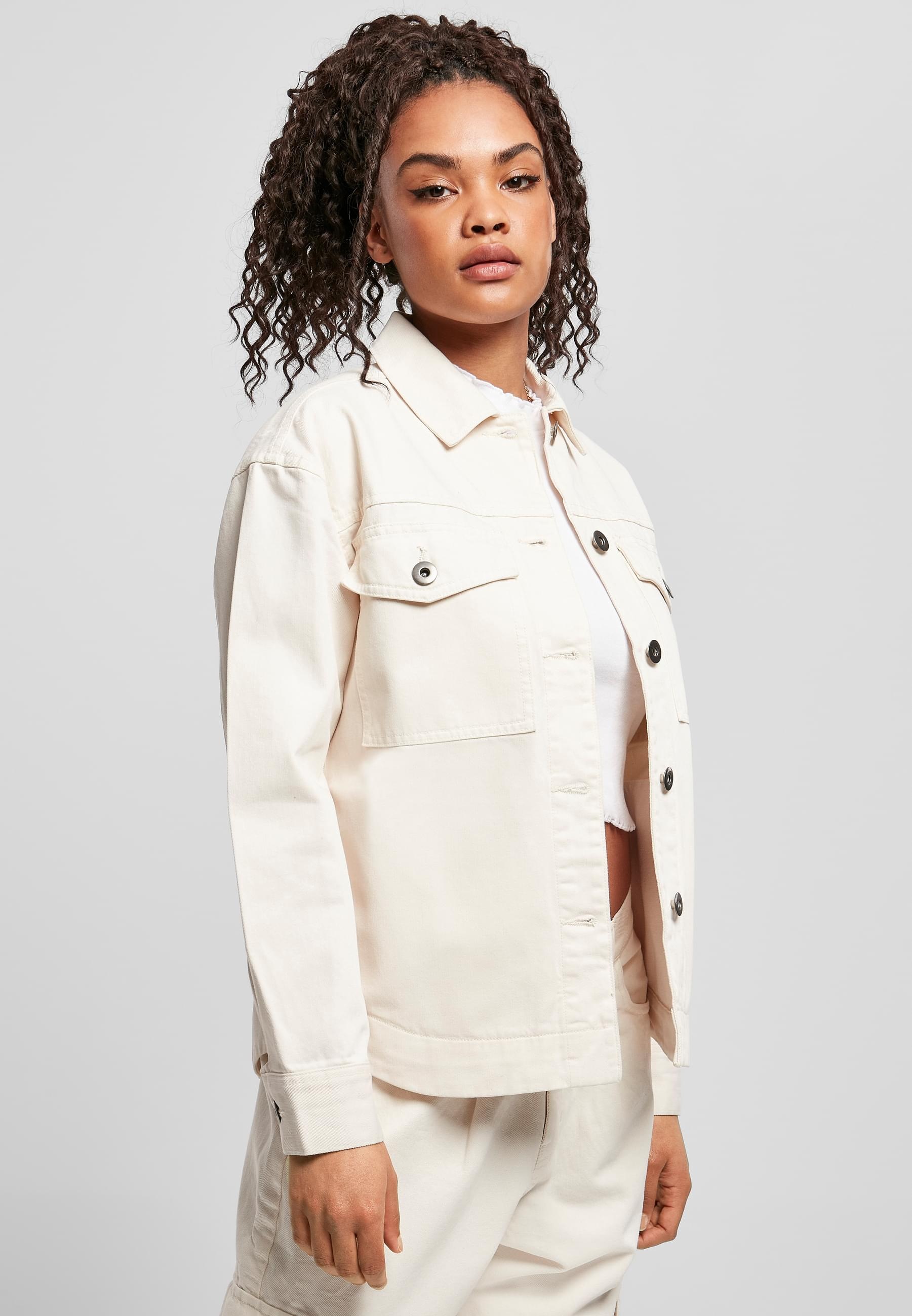 URBAN CLASSICS Allwetterjacke »Urban Classics Damen Ladies Oversized Shirt Jacket« 1 Stk. tlg. ohne Kapuze