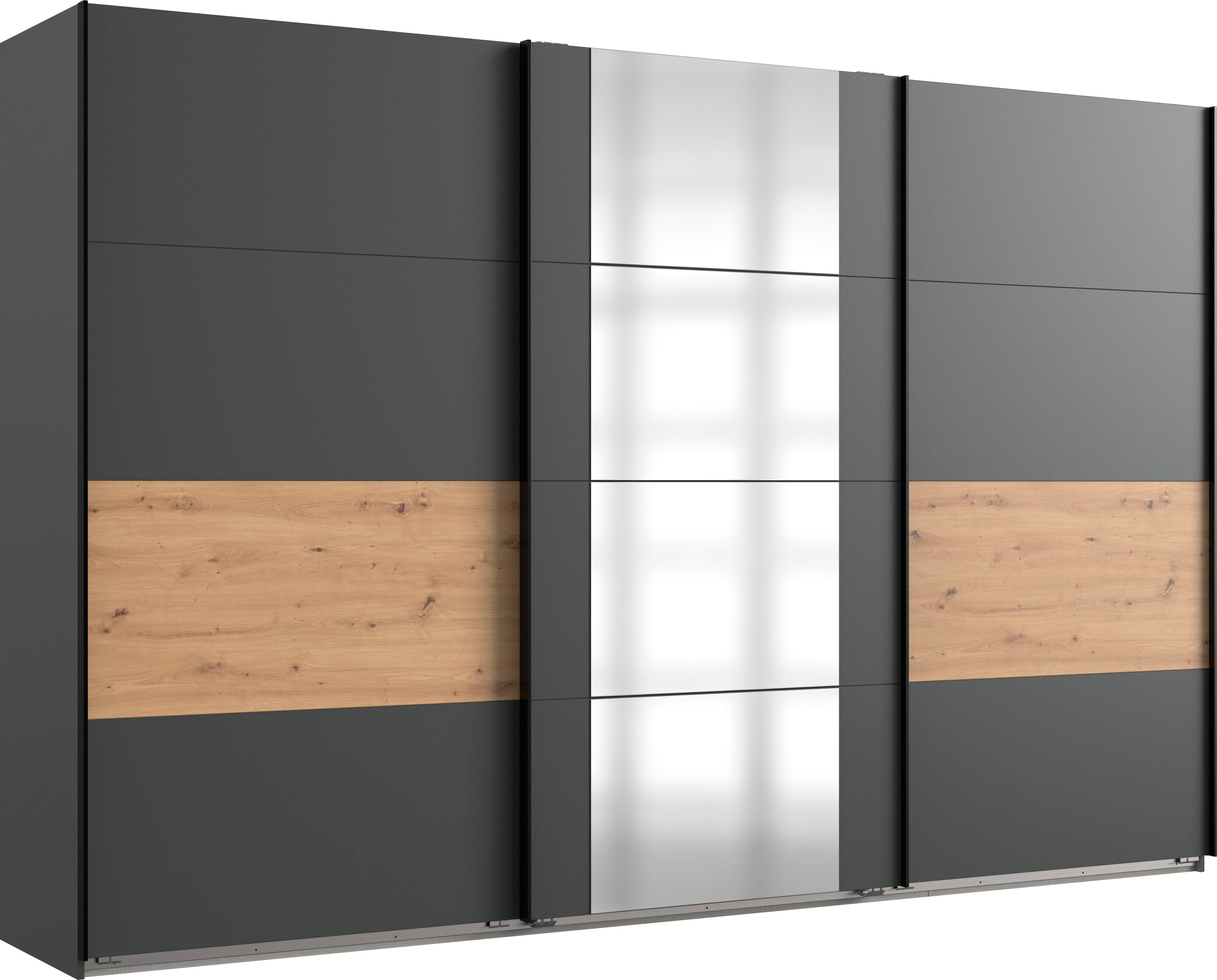 Wimex Schwebetürenschrank "Barmbek Schlafzimmerschrank Garderobenschrank" Kleiderschrank mit 2 Stoffboxen und 2 zusätzlichen Böden, Spiegeltür