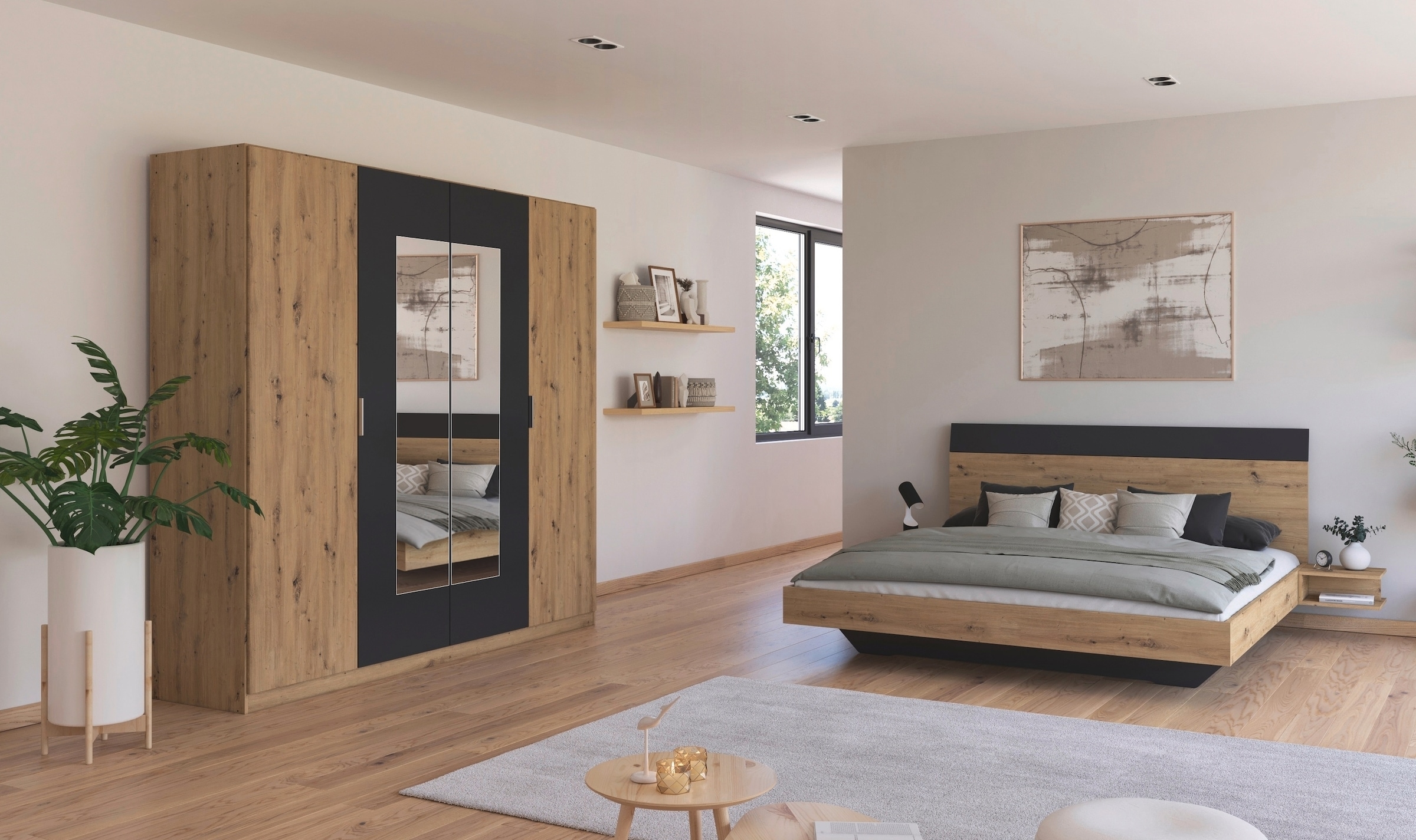 rauch Schlafzimmer-Set »Monza«, mit Drehtürenschrank Breite 226 cm, Bettanlage in 2 Breiten