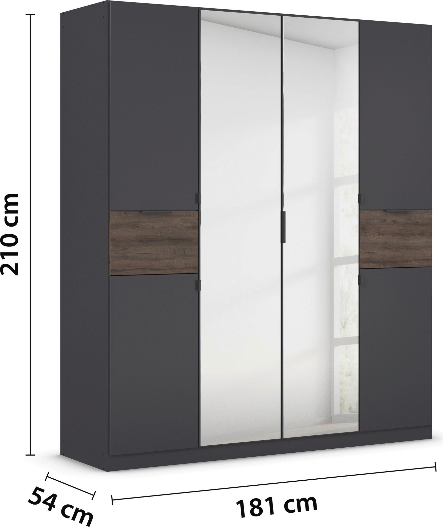 rauch Drehtürenschrank »Kleiderschrank Schrank Garderobe Wäscheschrank TICAO« Schubladen in der Höhe variabel positionierbar,  mit 2 geräumigen Schubladen, viel Stauraum MADE IN GERMANY