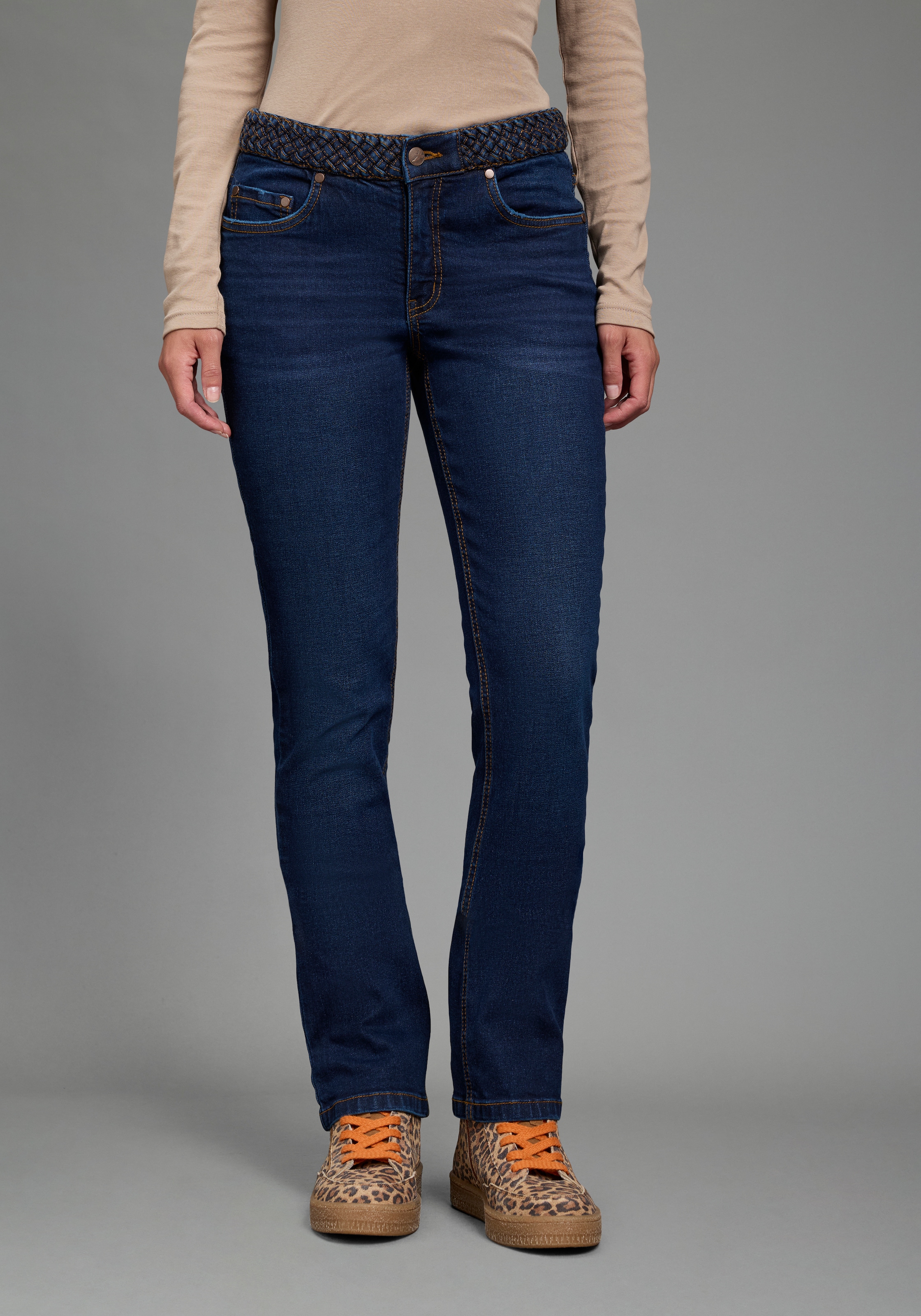 Arizona Gerade Jeans "mit Jeansgürteloptik" Straight-Fit, gerader Beinverlauf, normale Leibhöhe