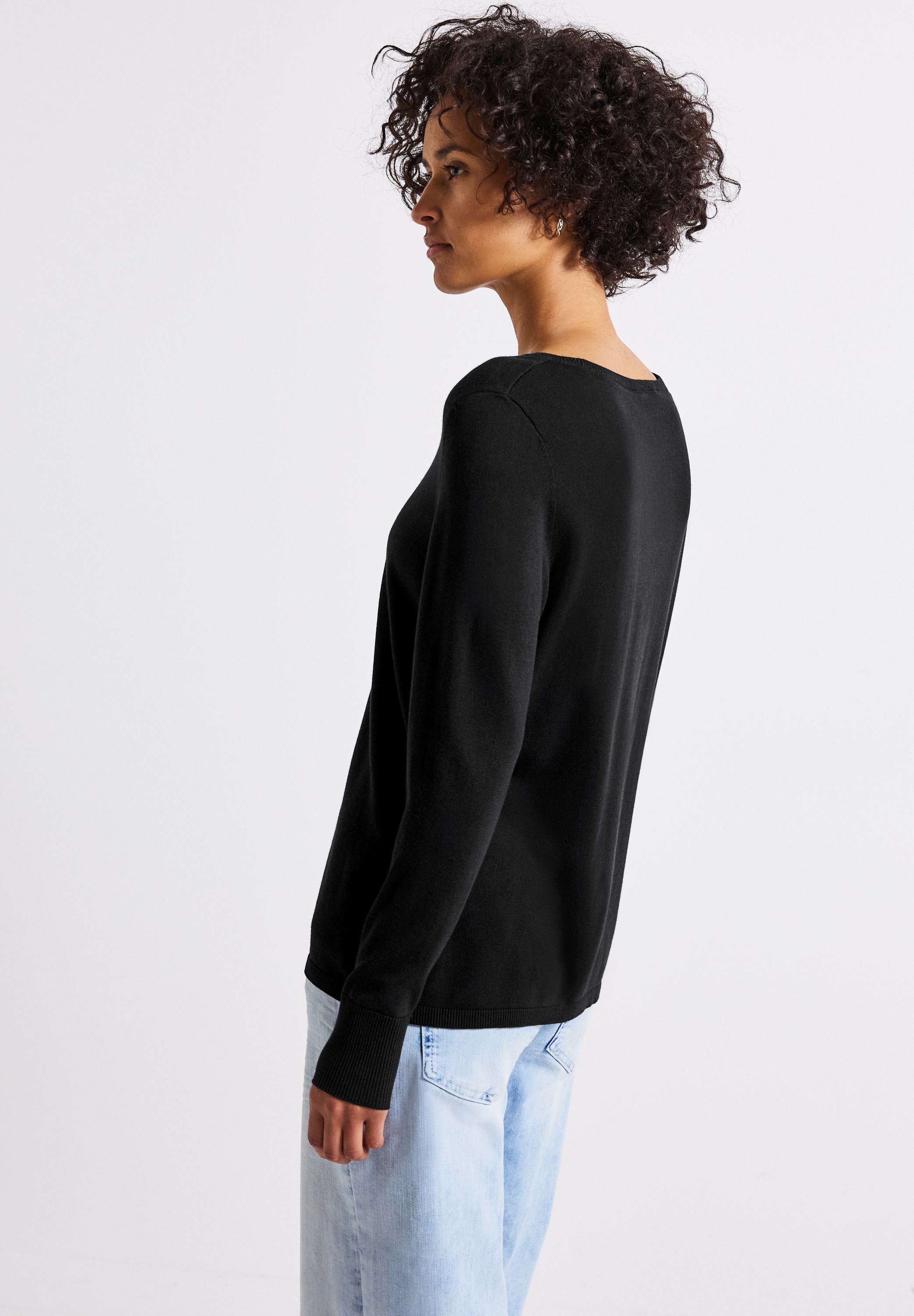 STREET ONE Strickpullover, aus elastischem Materialmix