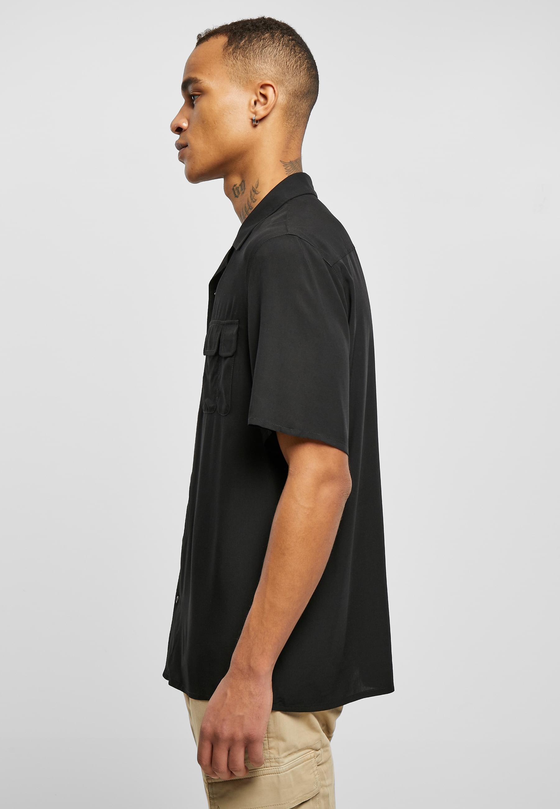 URBAN CLASSICS Langarmhemd »Urban Classics Herren Viscose Camp Shirt«, (1 tlg.)