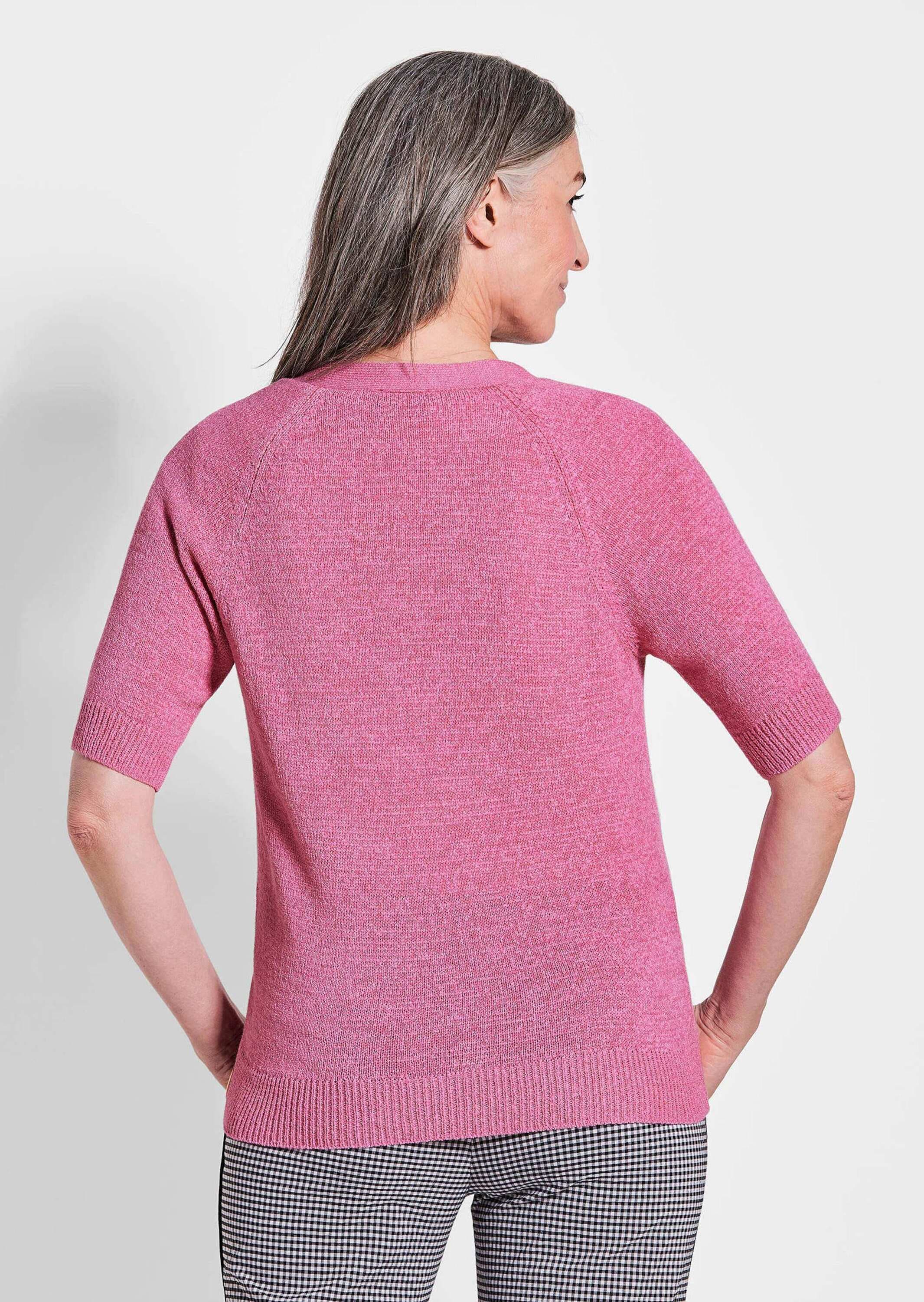 GOLDNER Strickjacke »Kurzgröße Damen Cardigan in Pink, Halbarm« Tonale Knöpfe