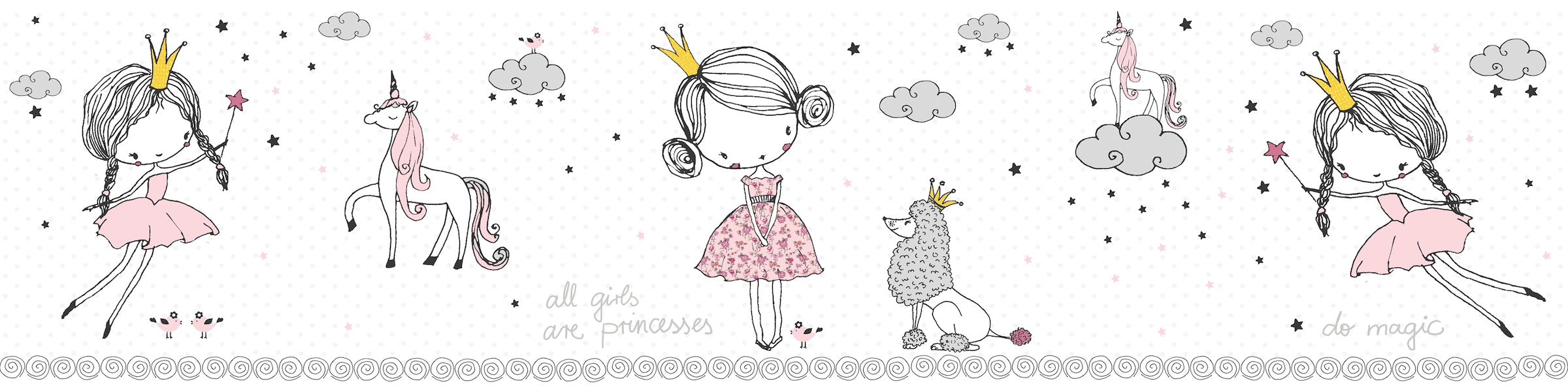 A.S. CRÉATION Bordüre "Magic Princess", B/L: 0,16m x 5m, Rollen: 1, bunt, Tapeten, Tapete Kinder Bordüre Mädchenzimmer Borte Wohnzimmer Design