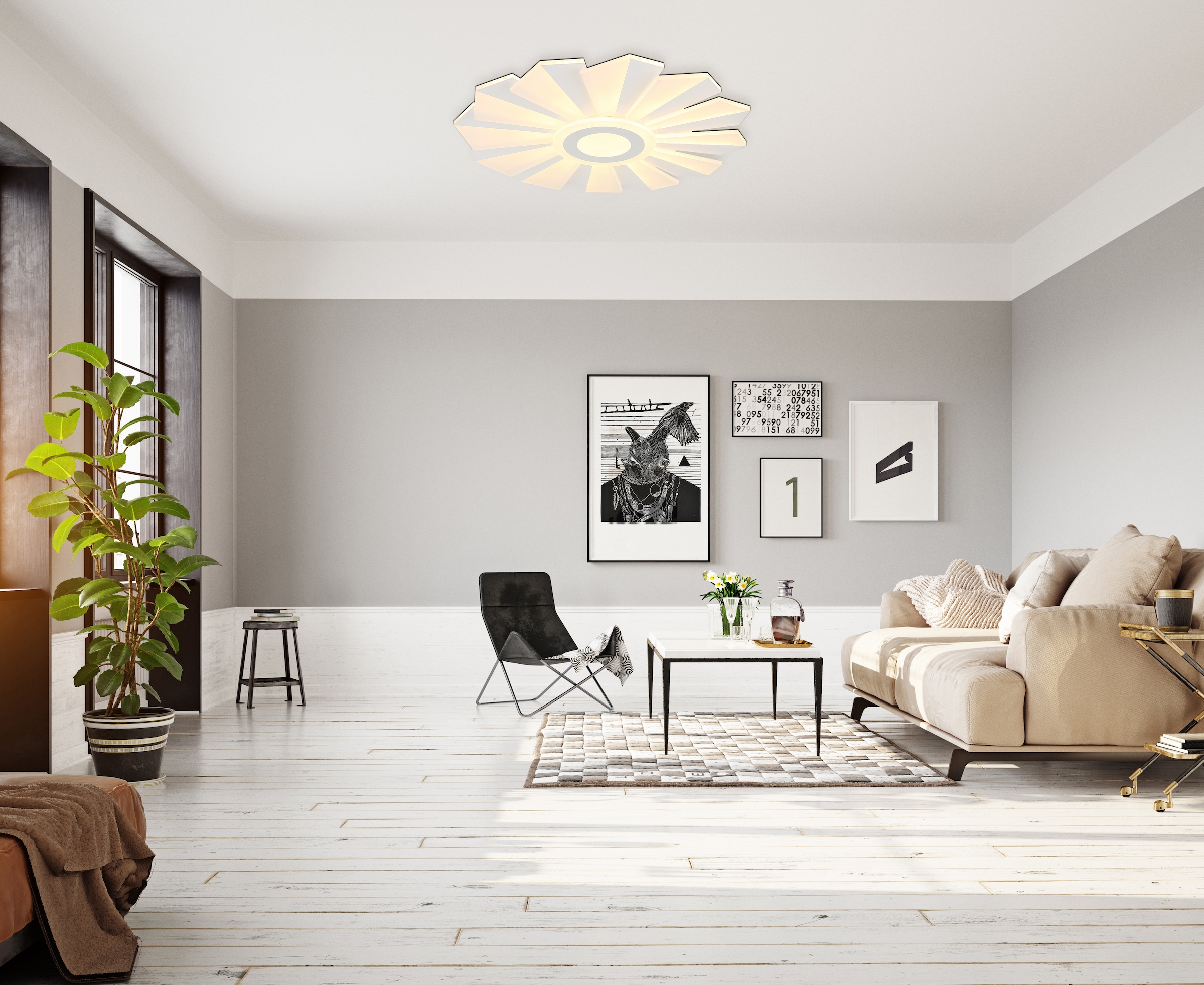 GLOBO LIGHTING LED Deckenleuchte »ALWINA«, Leuchtmittel LED-Modul | LED fest integriert, Deckenlampe/rund/Wohnzimmer/Schlafzimmer/modern