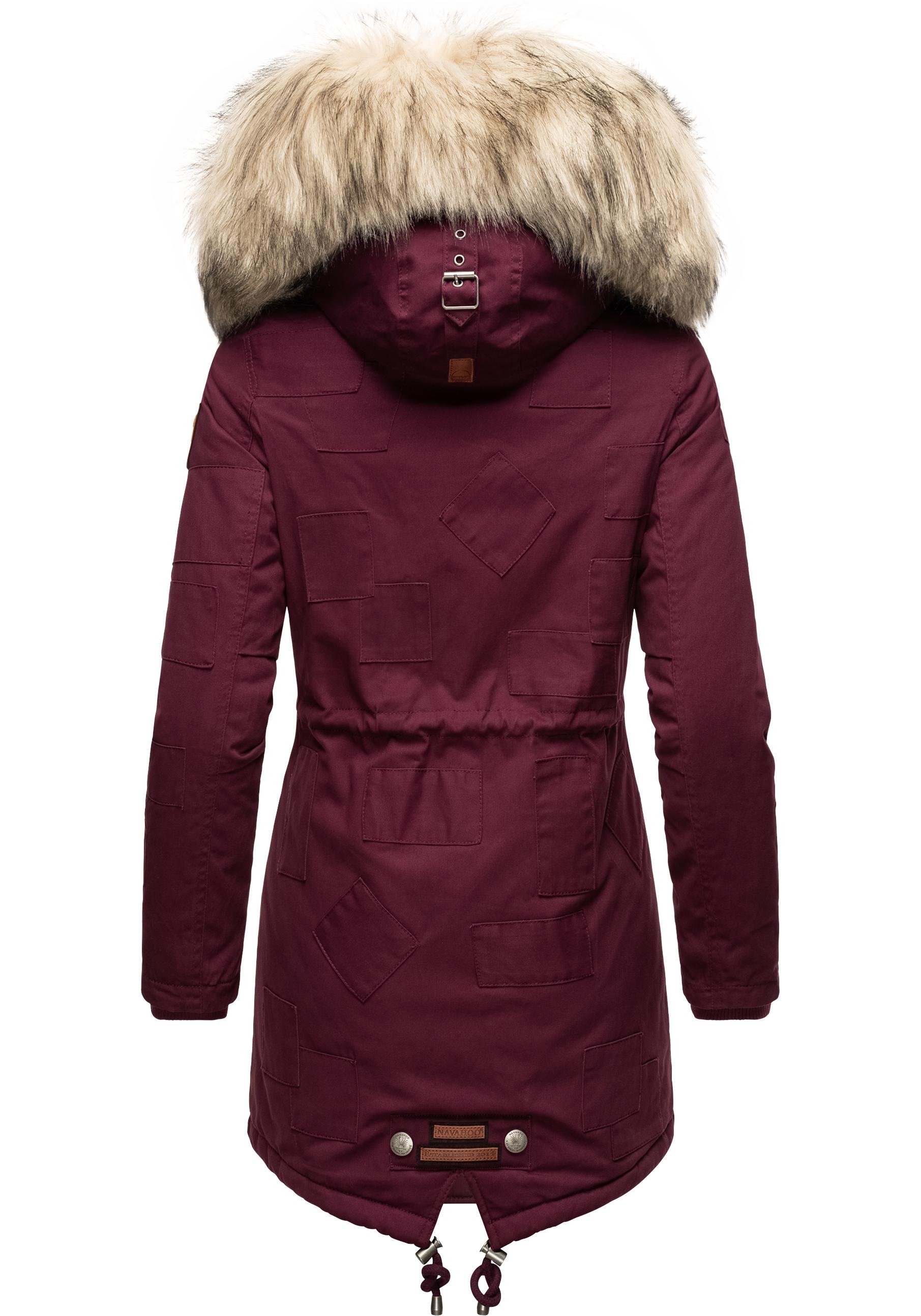 Navahoo Wintermantel »Honigfee«, stylischer Baumwollparka mit Kunstfell-Kapuze