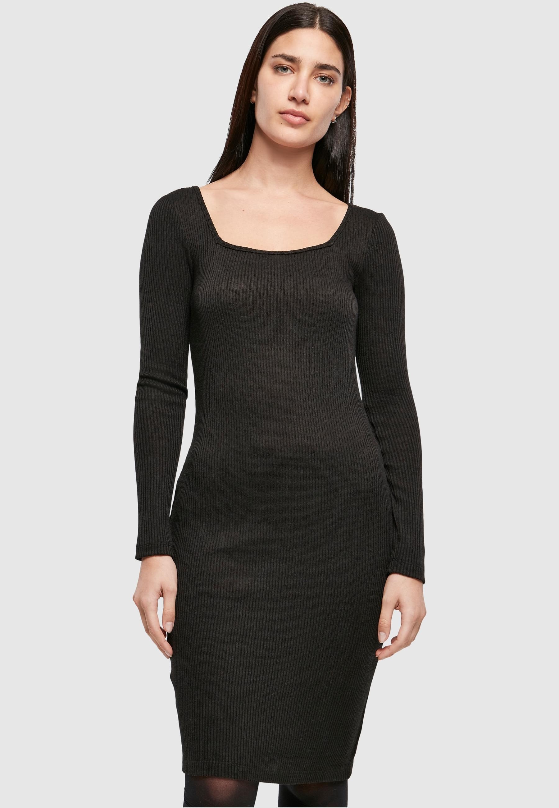 URBAN CLASSICS Shirtkleid »Urban Classics Damen Ladies Rib Squared Neckline Dress«, (1 tlg.)