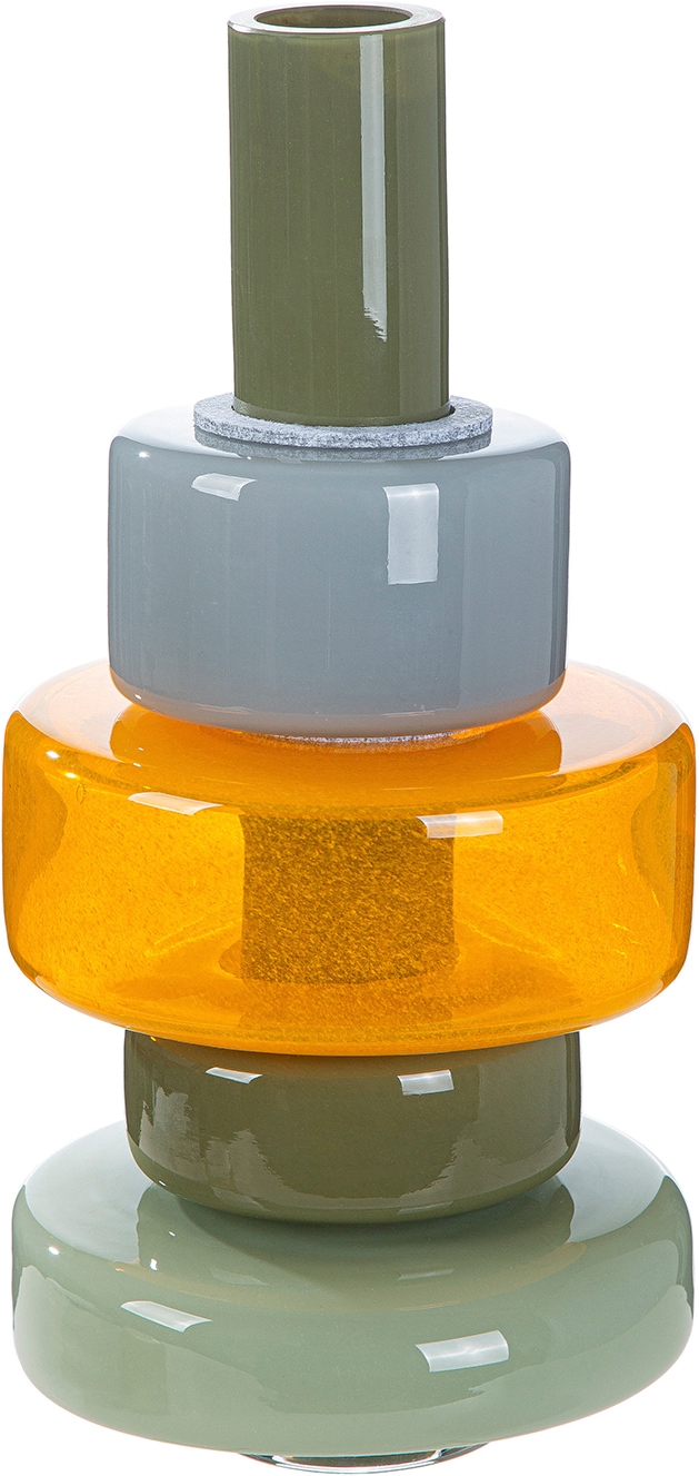 GILDE Tischvase »Vase Stack mehrfarbig H. 34,5 cm« Dekovase, Glas, stapelbar, Blumenvase, platzsparend, modern