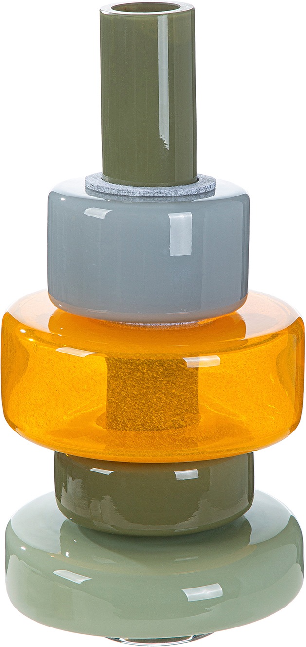 GILDE Tischvase "Vase Stack mehrfarbig H. 34,5 cm" Dekovase, Glas, stapelbar, Blumenvase, platzsparend, modern