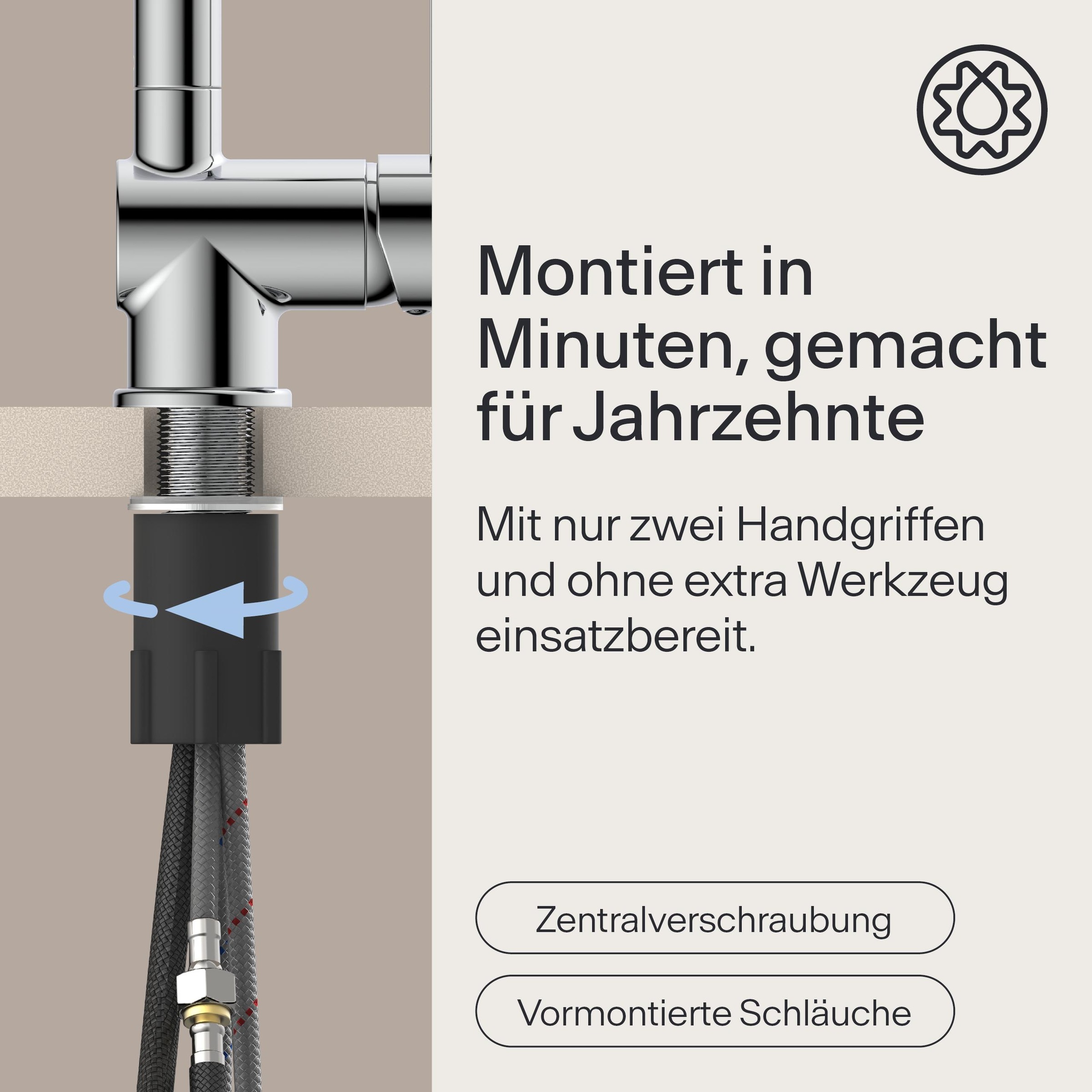 WASSERWERK Spültischarmatur »WK 4, Wasserhahn, Küche, Einhebelmischer«