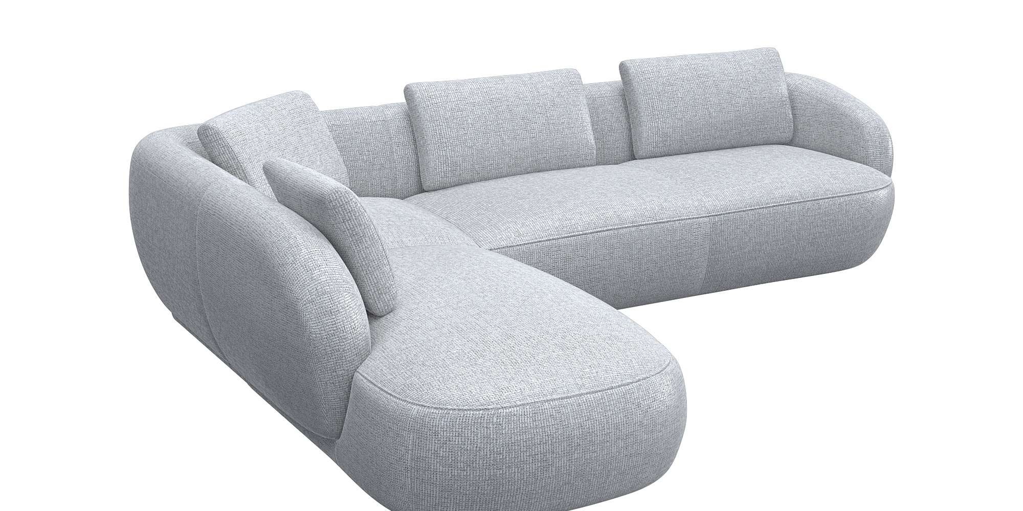 FLEXLUX Ecksofa »Torino, rund, L-Form, Sofa-Ecke mit Ottomane«, Modernes, organisches Sofa-Design, Kaltschaum, Wellenunterfederung
