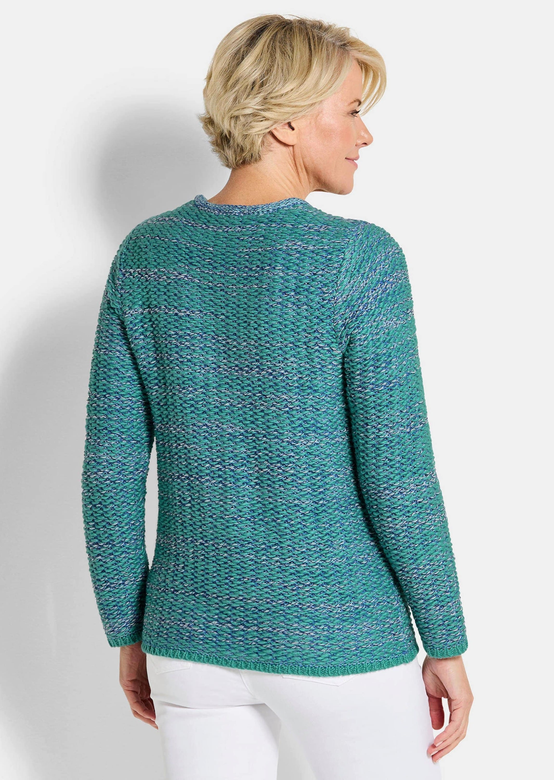 GOLDNER Strickjacke »Strukturjacke mit Rollband« dekoratives Rollbändchen am RV