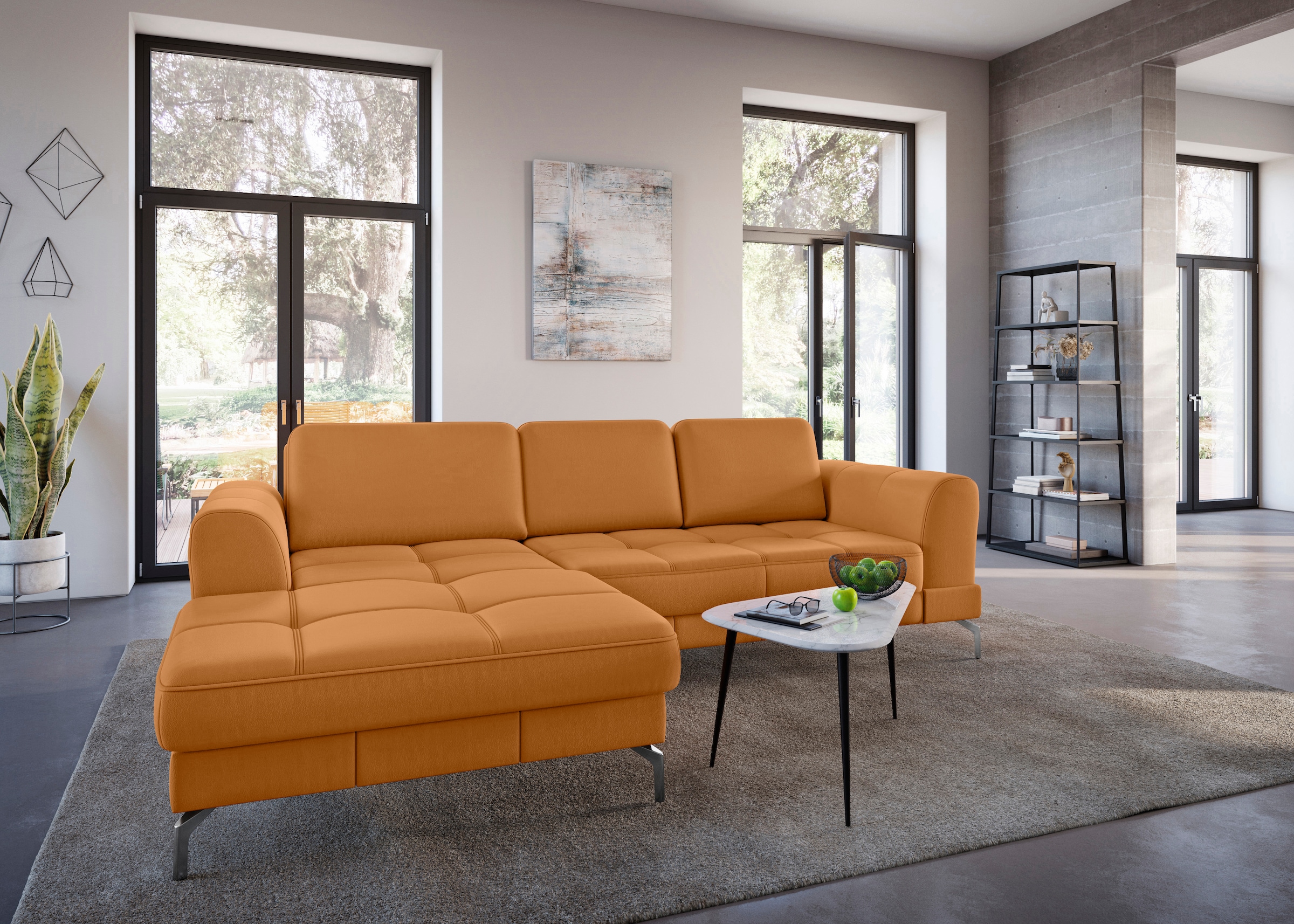 sit&more Ecksofa "Bendigo L-Form" inklusive Sitztiefenverstellung, Bodenfreiheit 15 cm, 2 Fußfarben