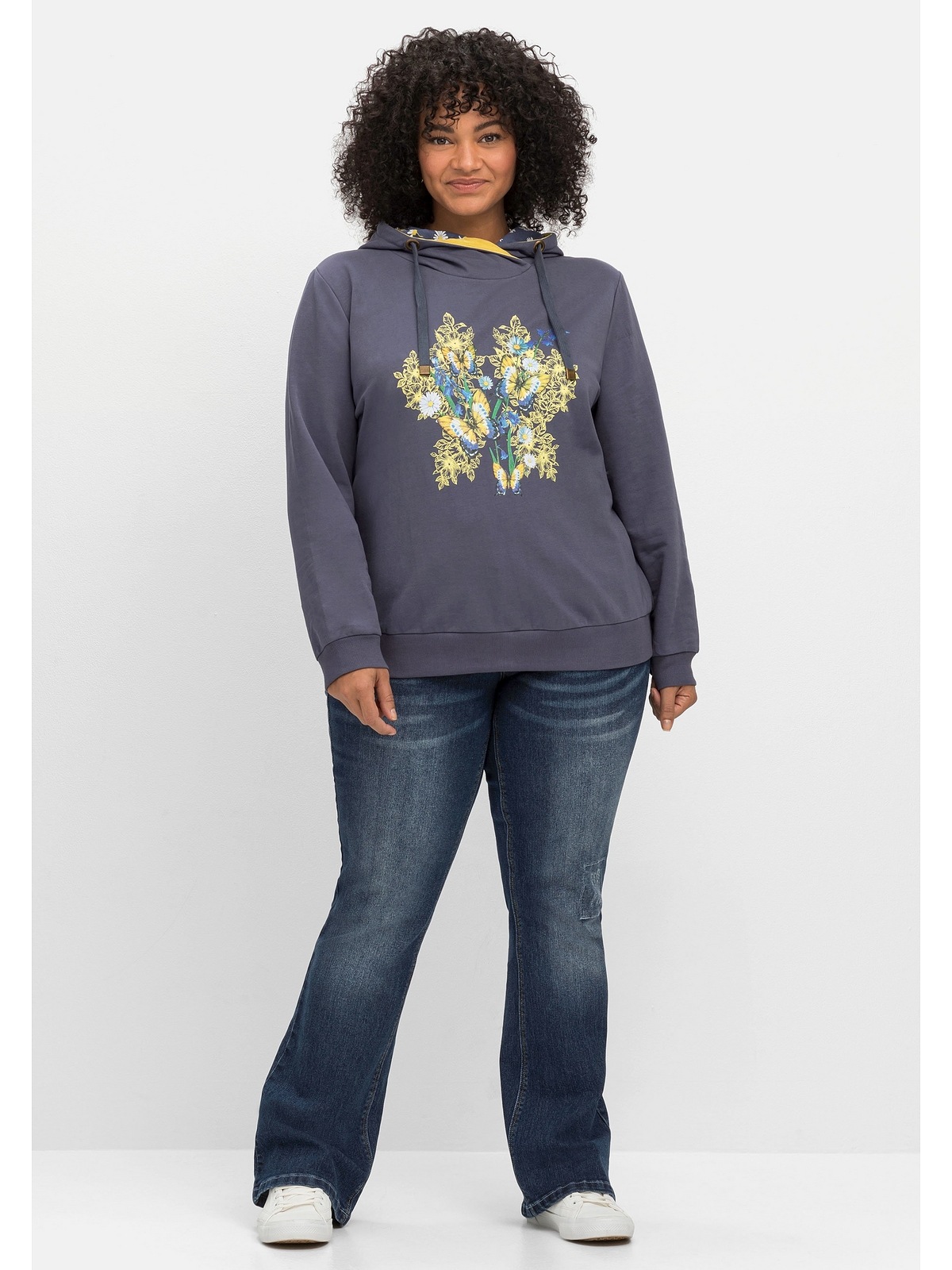 Black Friday sheego by Joe Browns Kapuzensweatshirt »Große Größen«, mit  floralem Frontdruck | BAUR