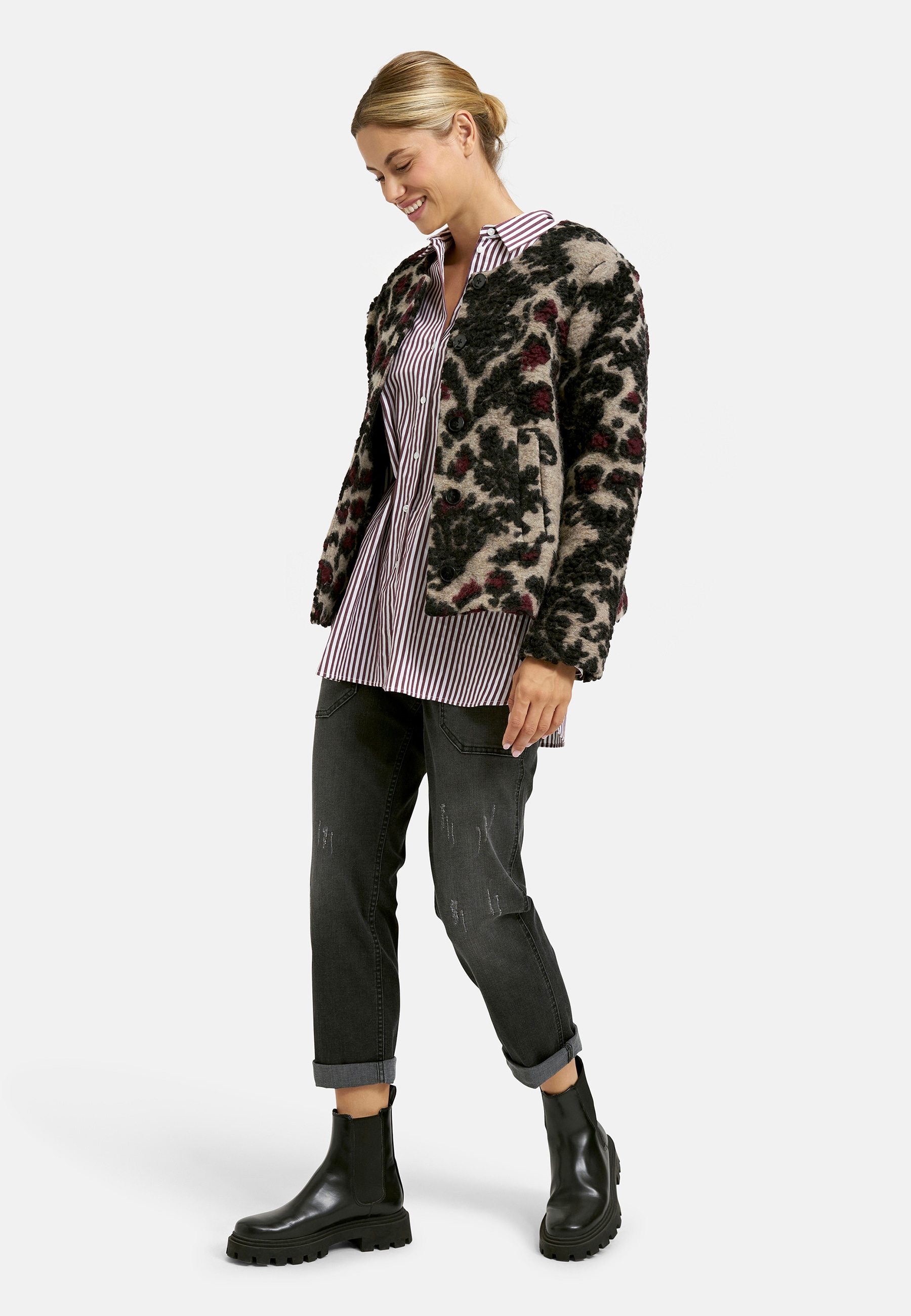 Milano Italy Langarmbluse mit Kellerfalte im Rücken