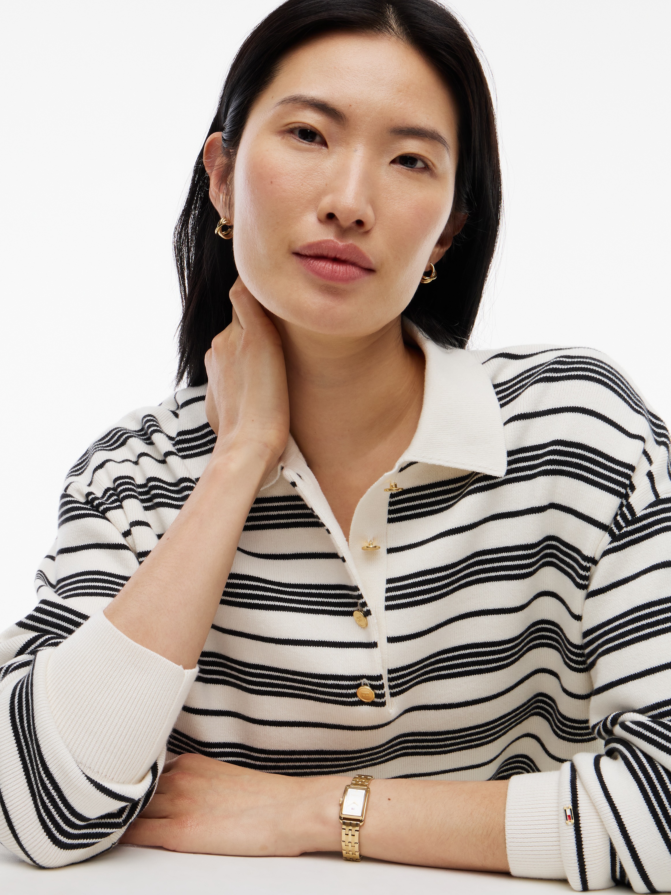 Tommy Hilfiger Polokragenpullover »COTTON FULL NEEDLE POLO LS« Baumwolle