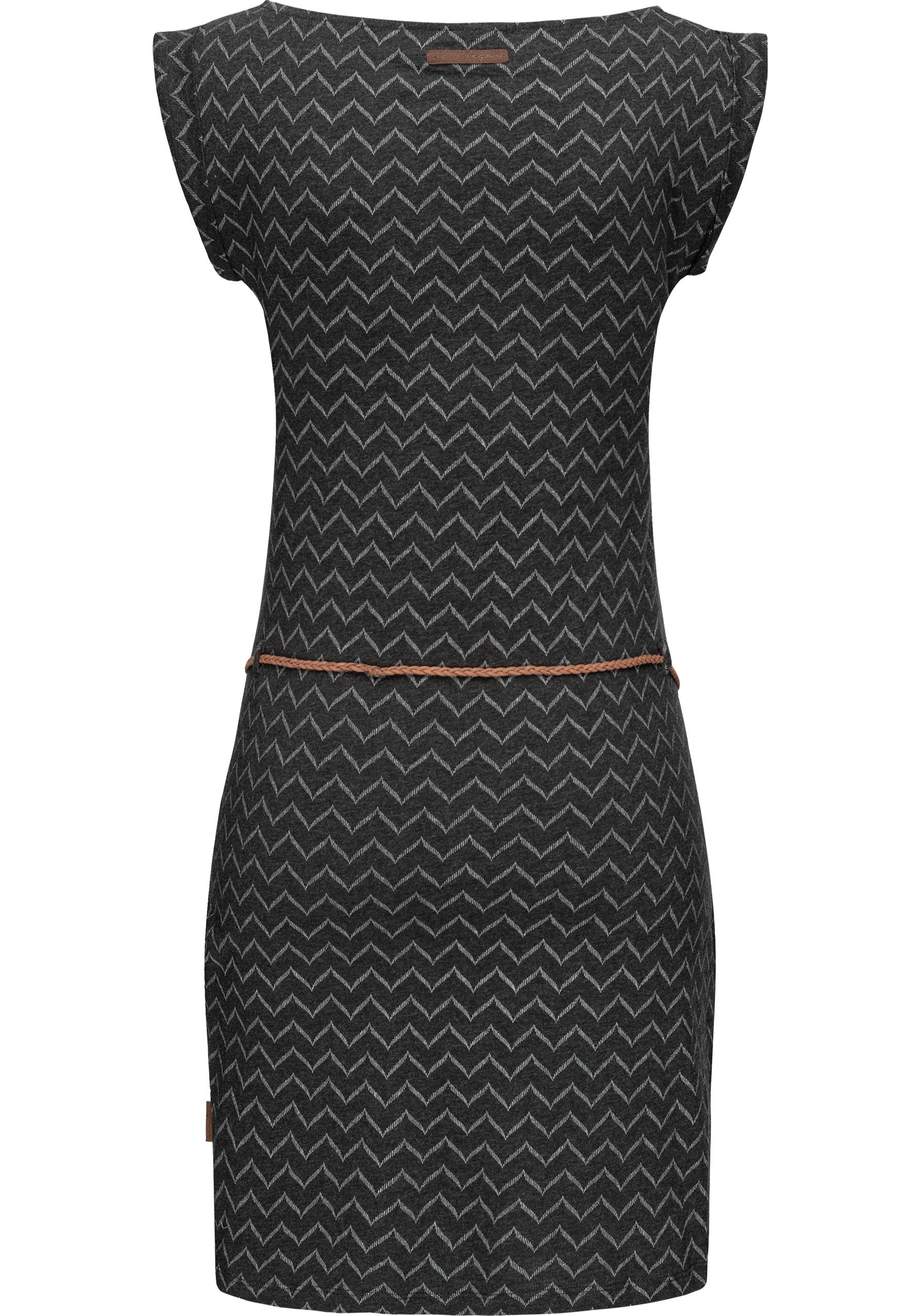 Ragwear Jerseykleid »Tag Zig Zag« Eingrifftaschen stylisches Shirtkleid mit coolem Print u. Bindekordel
