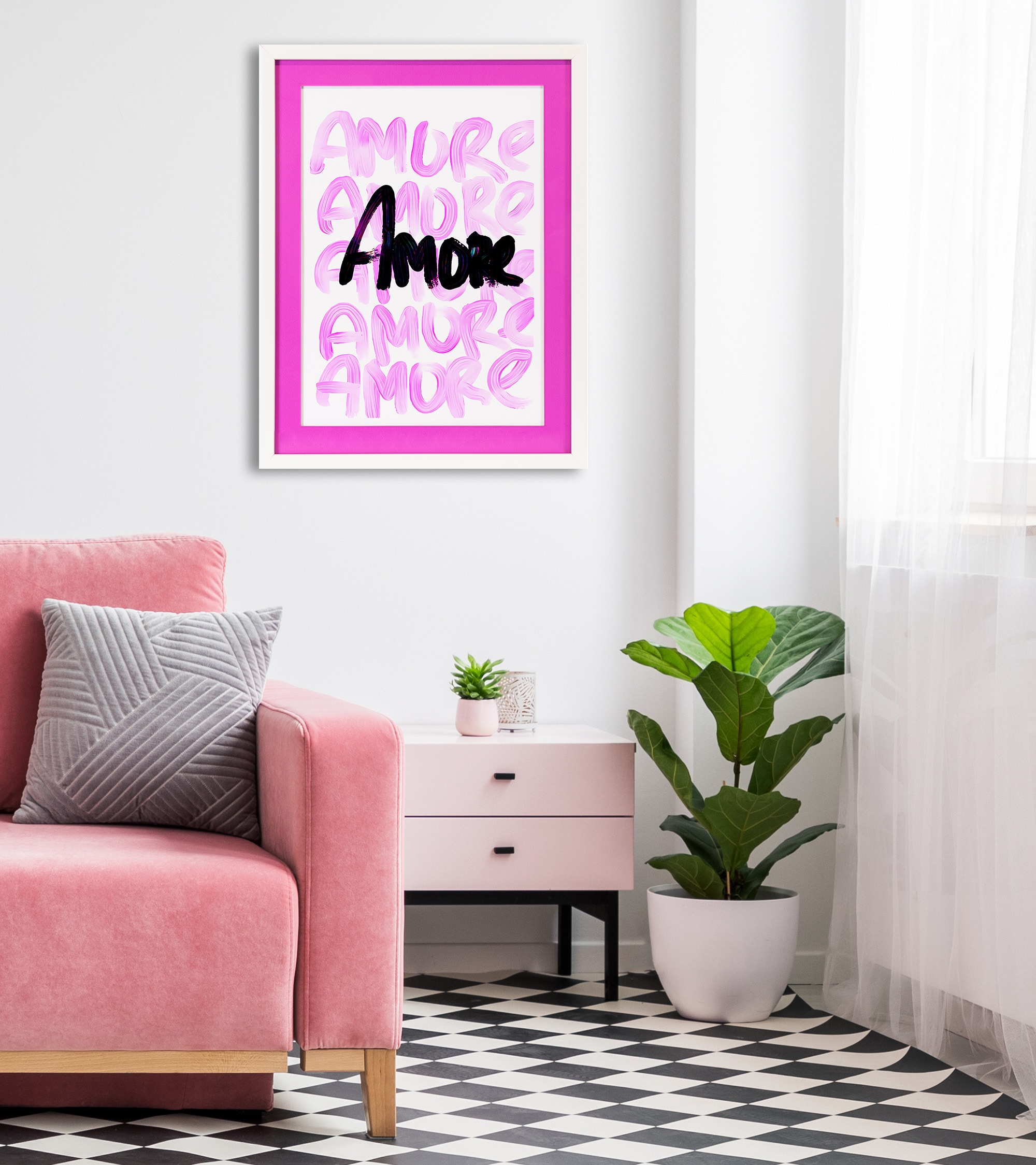 queence Bild mit Rahmen "Spruch, Sprüche, Liebe" Liebessprüche Sprüche 1 Stk. tlg. Poster mit buntem Acrylglas Passepartout