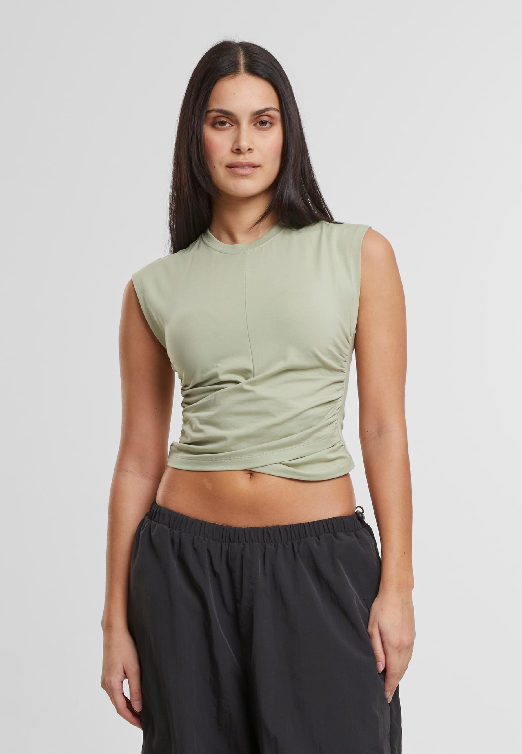 URBAN CLASSICS T-Shirt »Urban Classics Ladies Cropped Wrapped Top«, (1 tlg.)