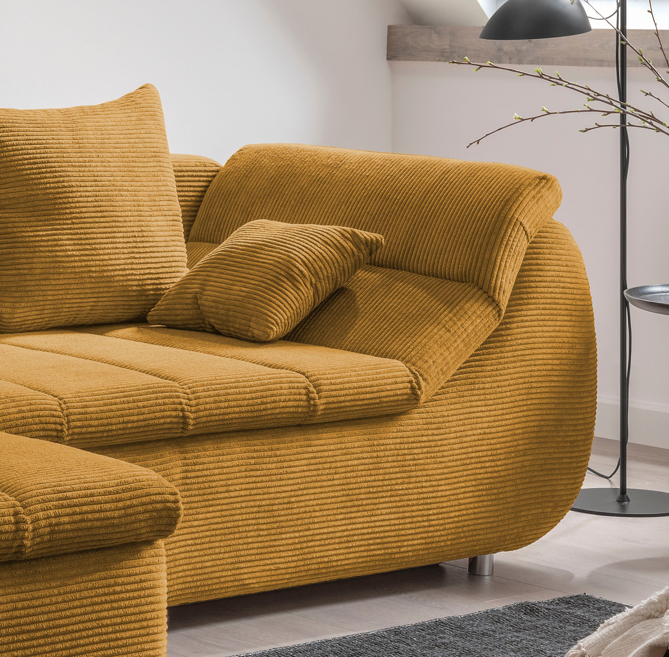 INOSIGN Ecksofa »Imola elegant und bequem, aktuelle Steppung im Sitz, L-Form«, wahlweise mit Bettfunktion