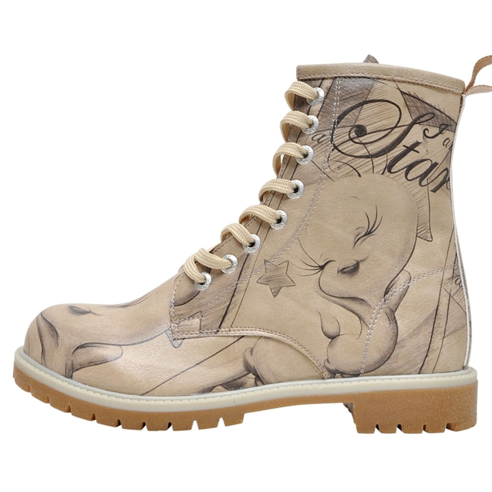 DOGO Schnürboots "Longe Boots Schnürstiefel Tweety Sketch Damen Stiefelette günstig online kaufen