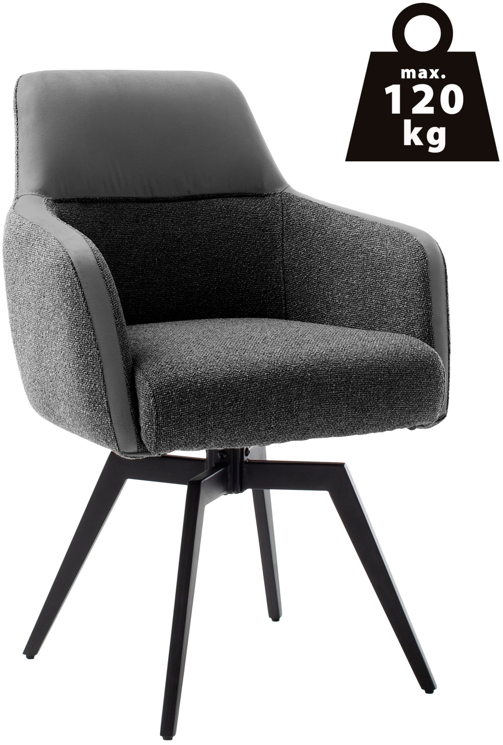 MCA furniture Armlehnstuhl »MILAGRO Esszimmerstuhl (2er Set)«, (Set), 2 St., Strukturstoff, 180° drehbar, Taschenfederkern, Metall, Vintagelook, belastbar 120 kg