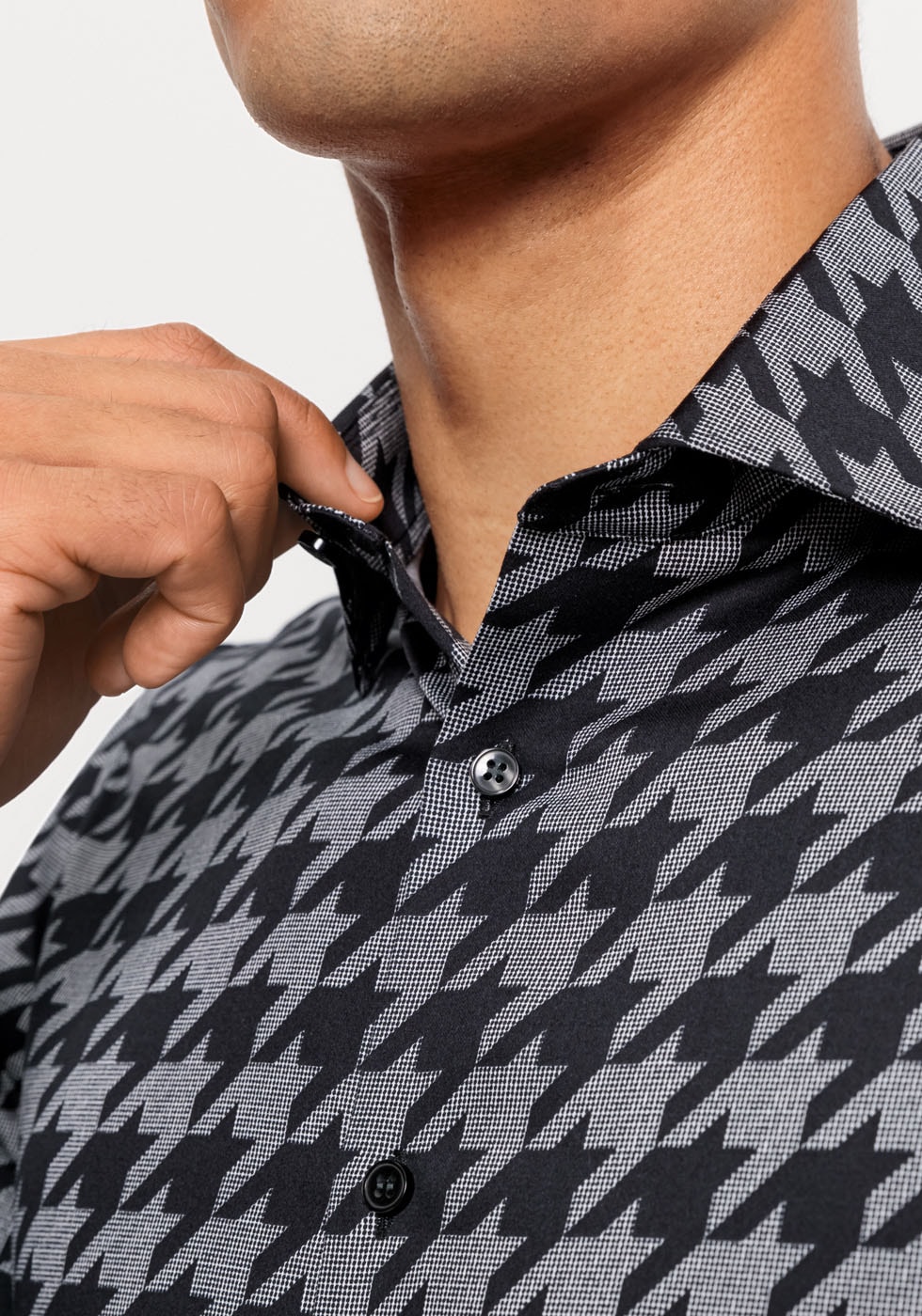 OLYMP Businesshemd »Level Five body fit« mit  großem Hahnentrittdessin, Langarm