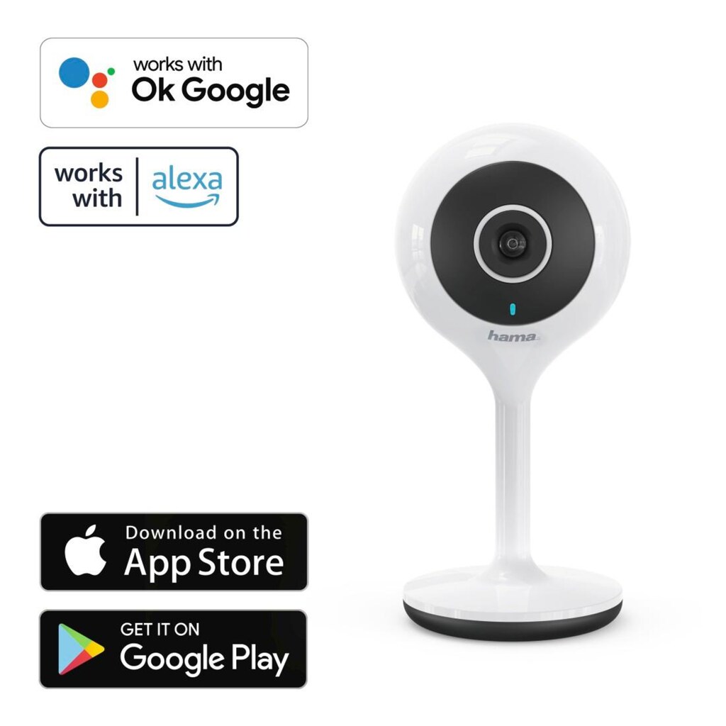 Hama Smart Home Kamera »WiFi-Kamera 1080p Bewegungssensor u.Nachtsichtfunktion Mit App indoor«, Innenbereich, Nachtsicht-eingebautes Mikrofon