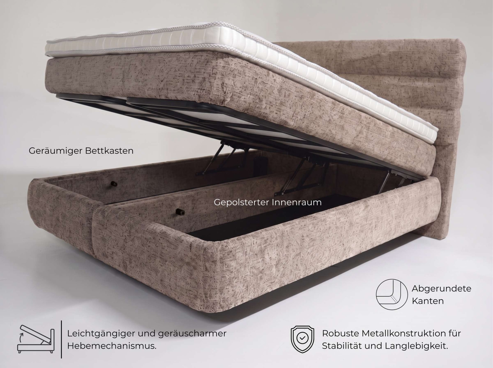 Home affaire Boxbett »ELI, Doppelbett inkl. Bettkasten, Federkernbett, Metalkonstruktion« Matratze: 3-Z-Taschenfederkern, Härtegrad 3, inkl. Topper
