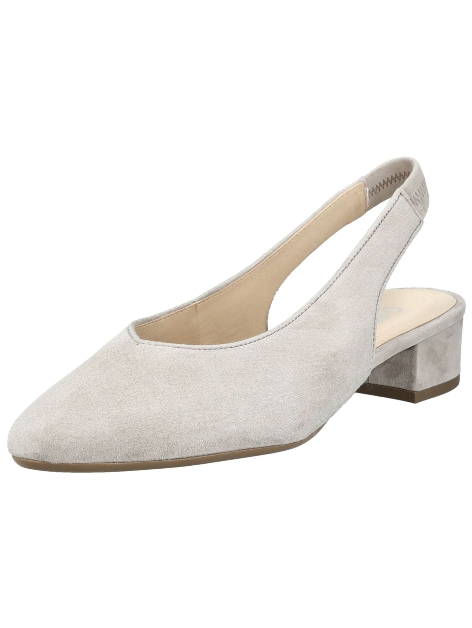 Slingpumps GABOR "Gabor Pumps Leder", Damen, Gr. 40, hellgrau, Leder, Schuhe Slingpumps 4